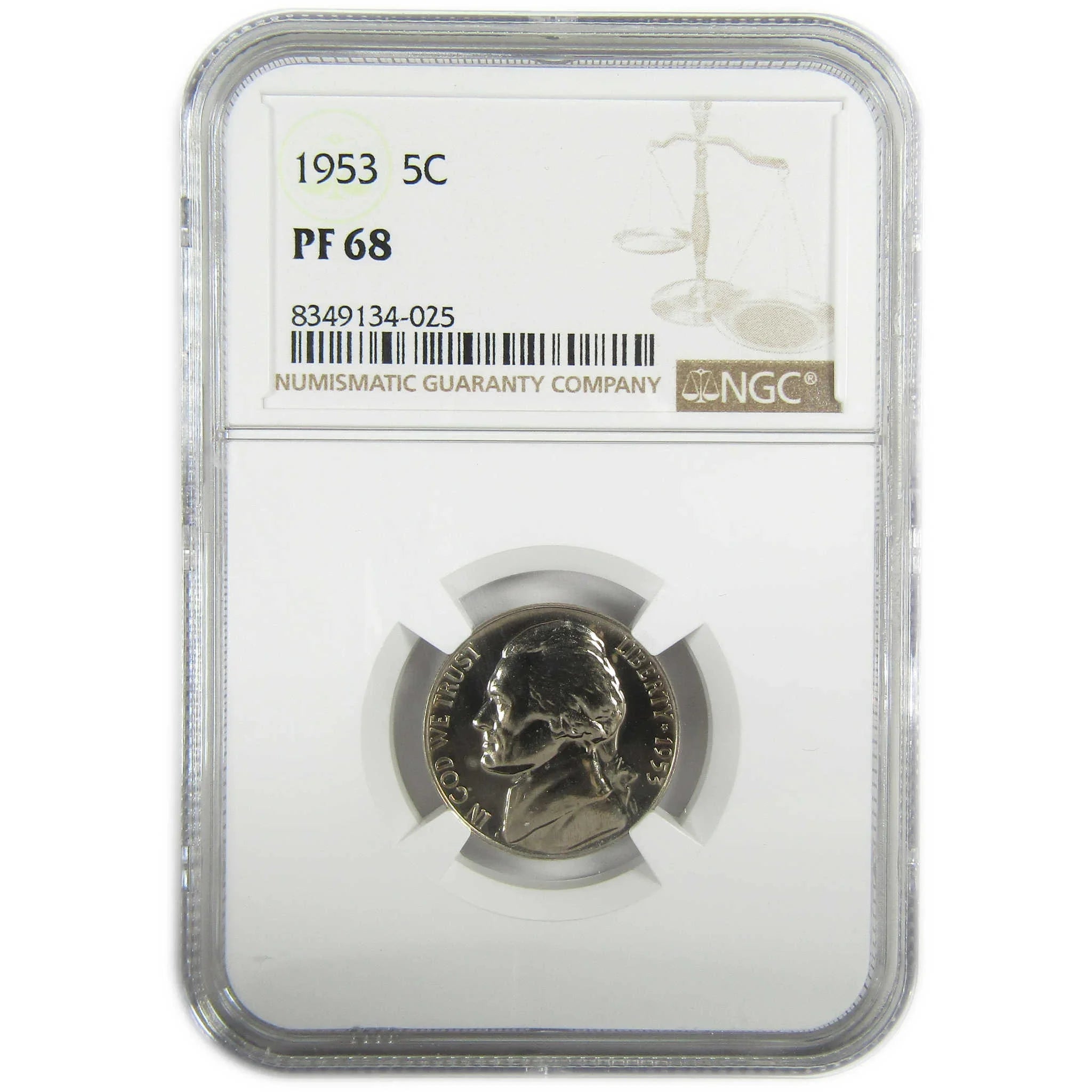 1953 Jefferson Nickel PF 68 NGC Proof 5c Coin Collectible SKU:I27347