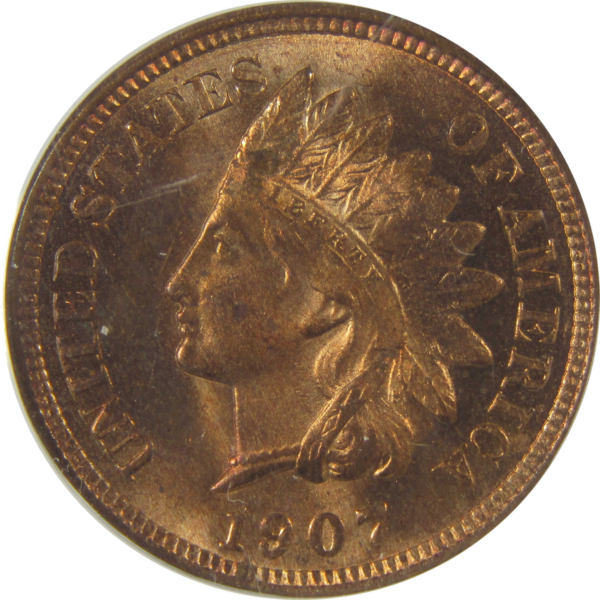 1907 Indian Head Cent MS 63 RB ANACS Penny Uncirculated SKU:I23081