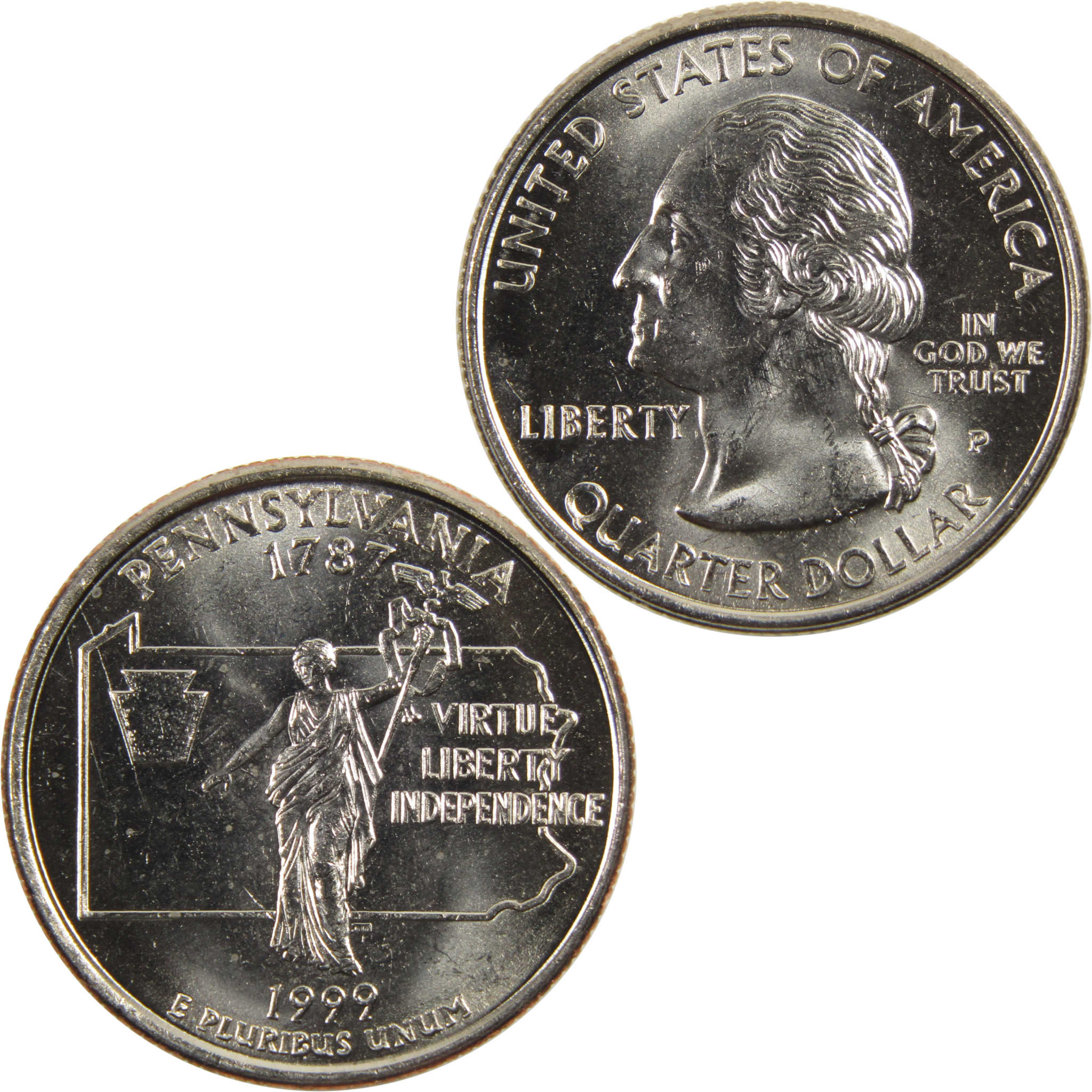 1999 P Pennsylvania State Quarter BU Uncirculated Clad 25c Coin