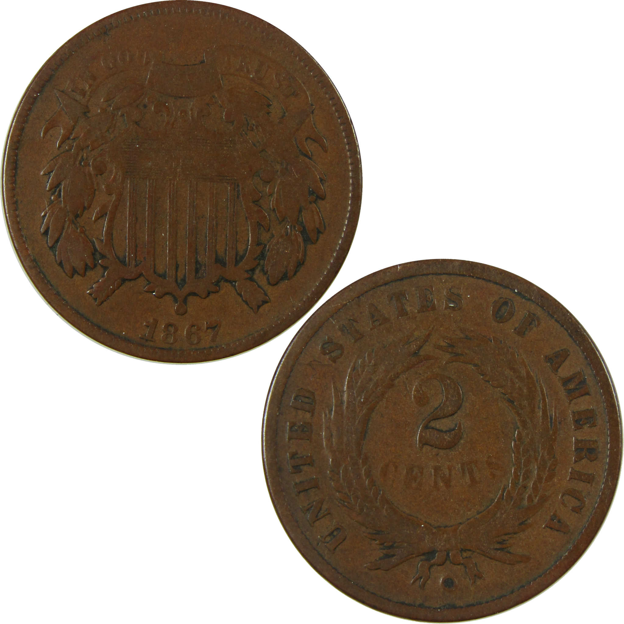 1867 Two Cent Piece VG Very Good Details 2c Coin SKU:I27864