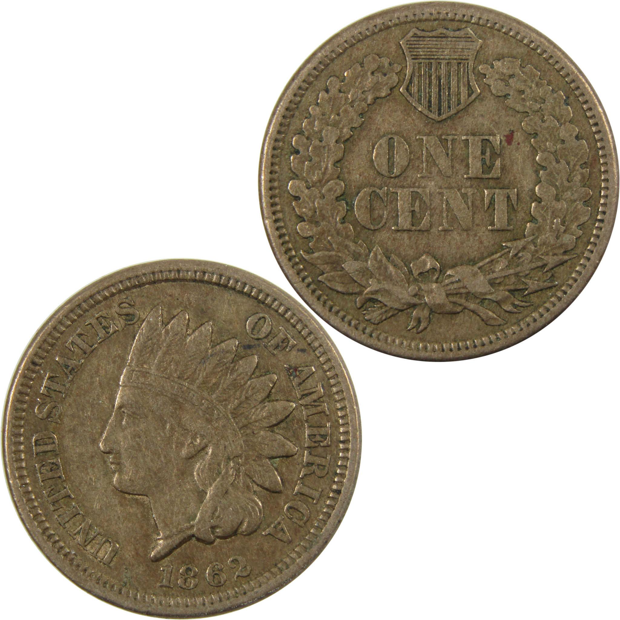1862 Indian Head Cent XF EF Extremely Fine Penny 1c Coin SKU:CP1142