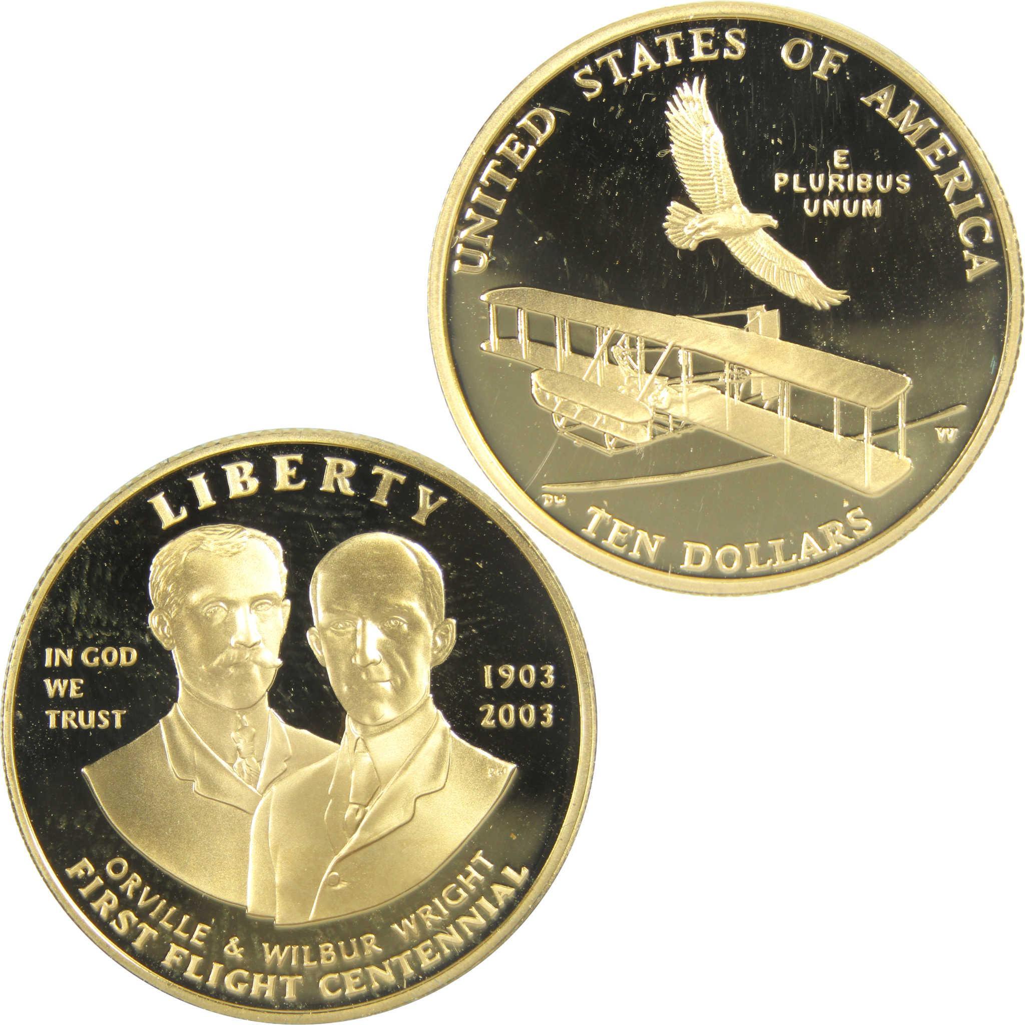 2003 W First Flight Centennial Commemorative Gold Proof $10 Coin