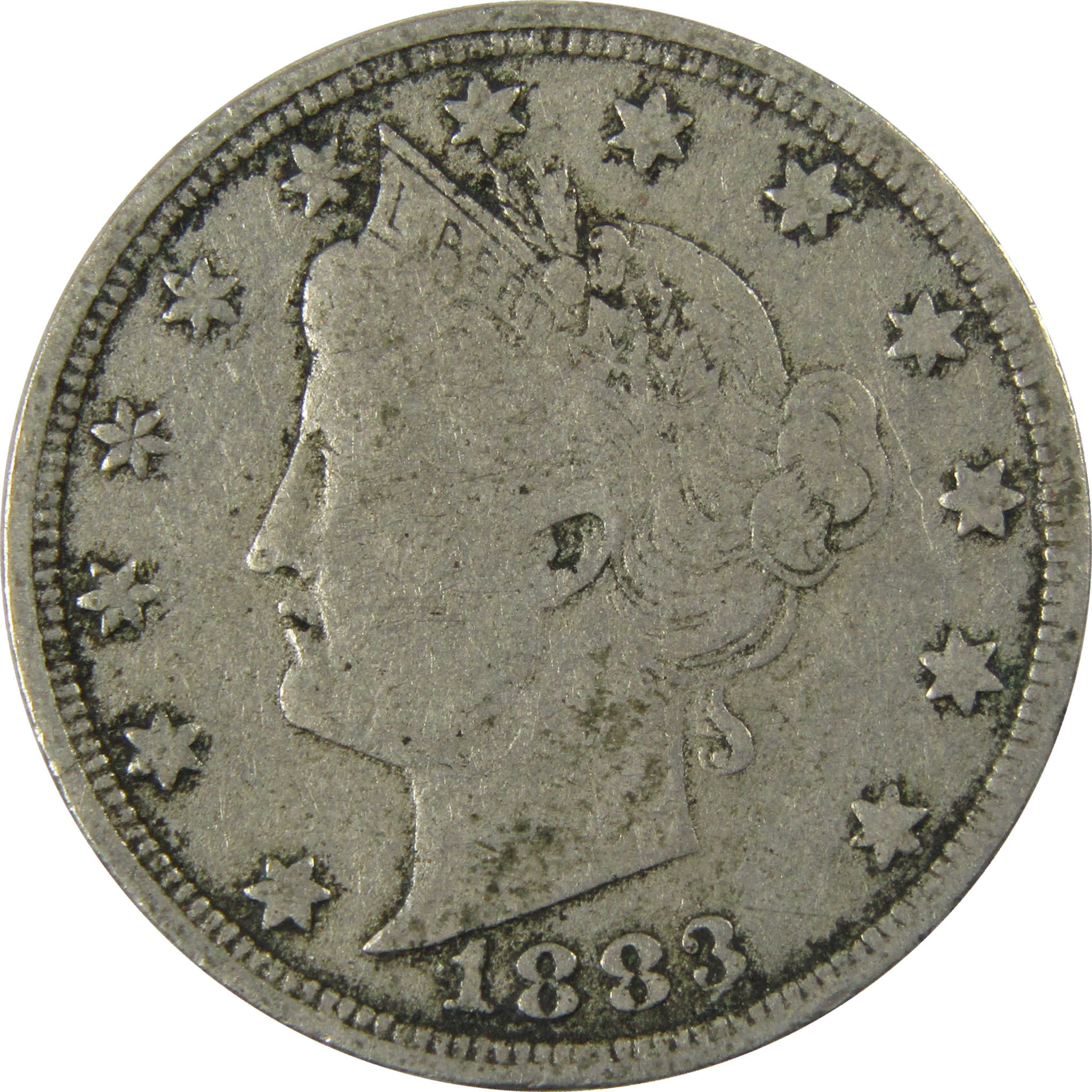 1883 With Cents Liberty Head V Nickel F Fine 5c Coin SKU:I27228
