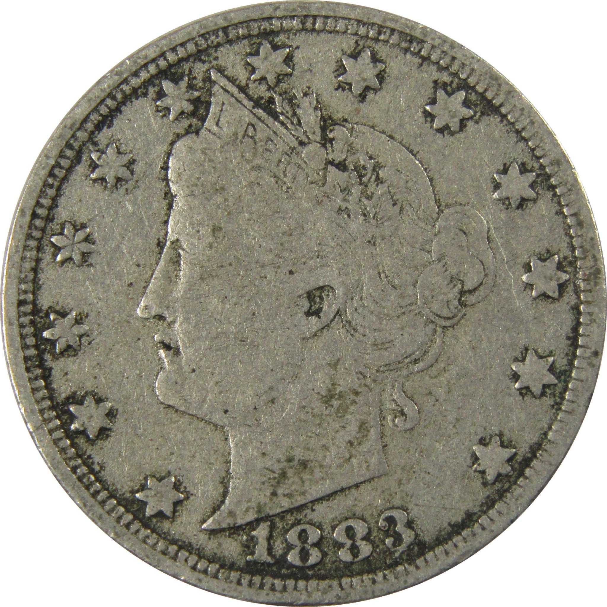 1883 No Cents Liberty Head V Nickel F Fine 5c Coin SKU:I27228