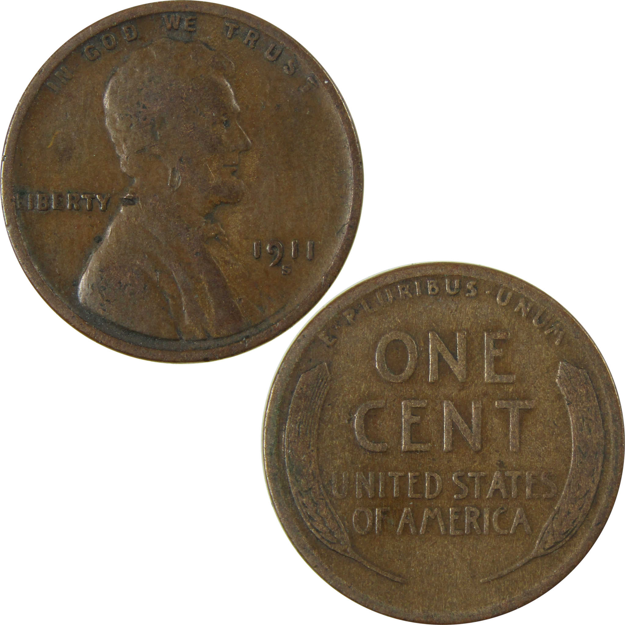 1911 S Lincoln Wheat Cent F Fine Details Penny 1c Coin SKU:I26373