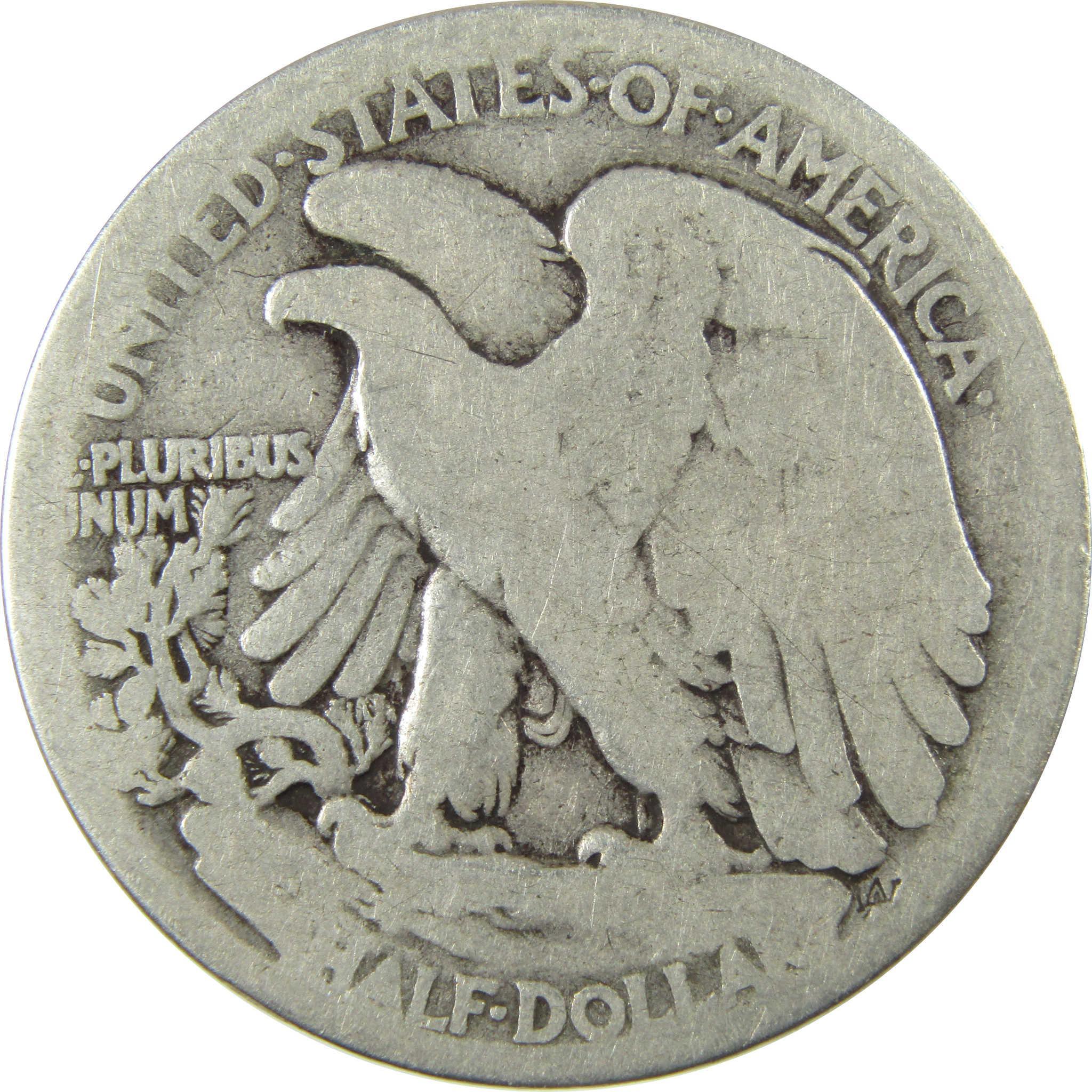 1917 S Obverse Liberty Walking Silver 50c AG About Good SKU:CP1447