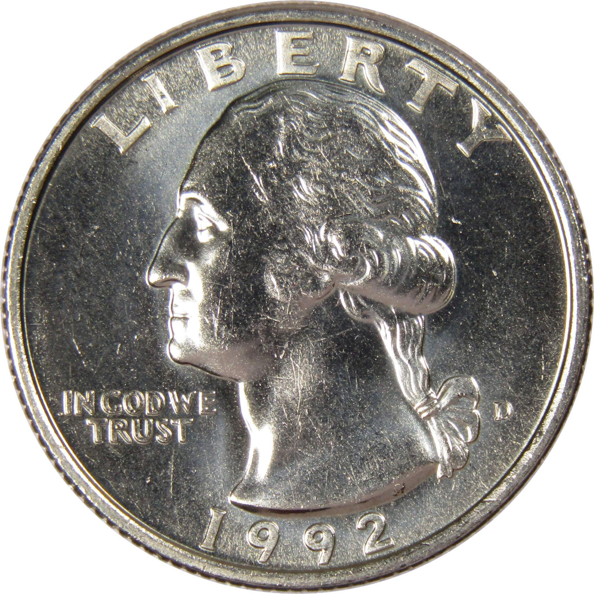 1992 D Washington Quarter Clad Uncirculated Mint State 25c Coin