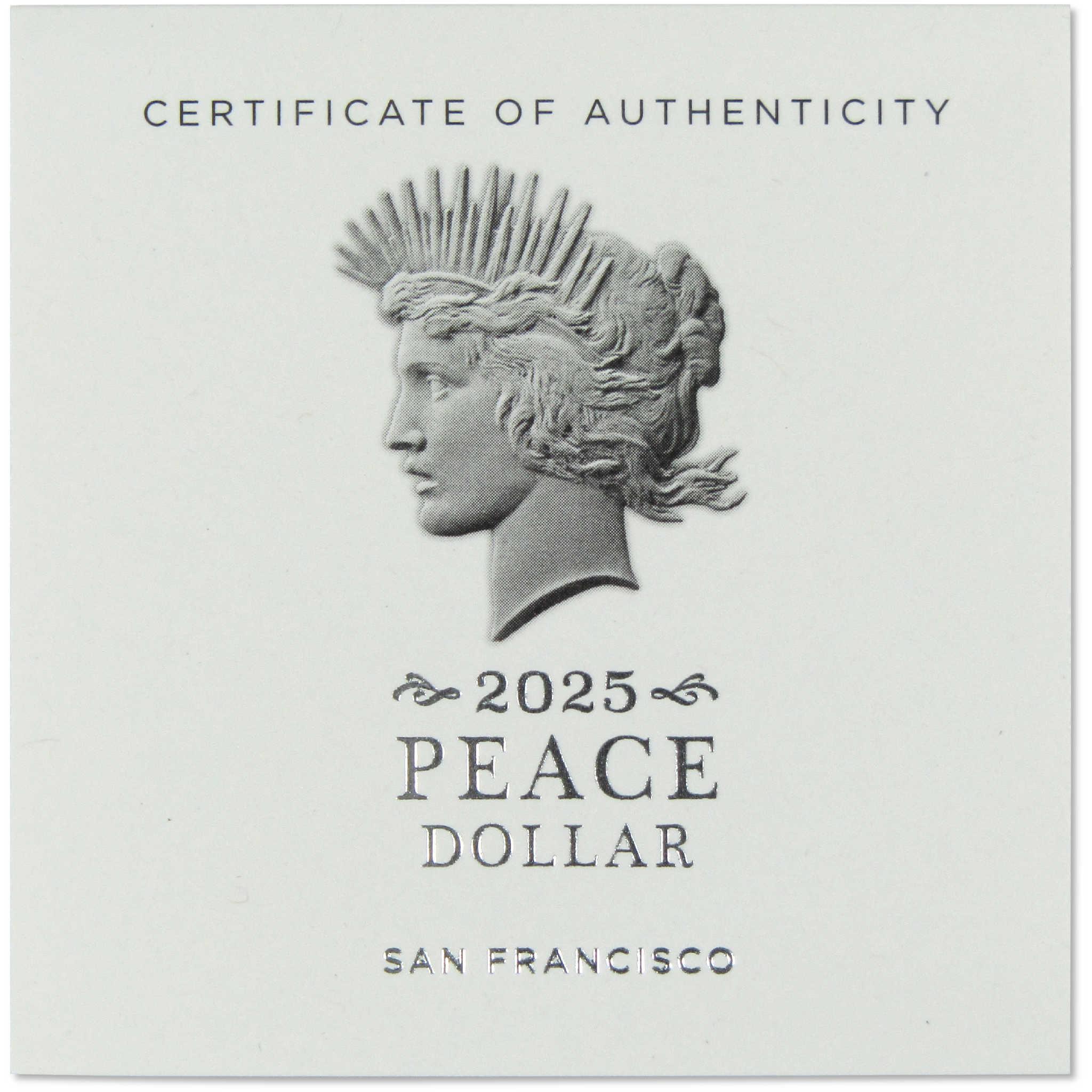 2025 S Peace Silver Dollar Proof $1 Coin Collectible OGP COA