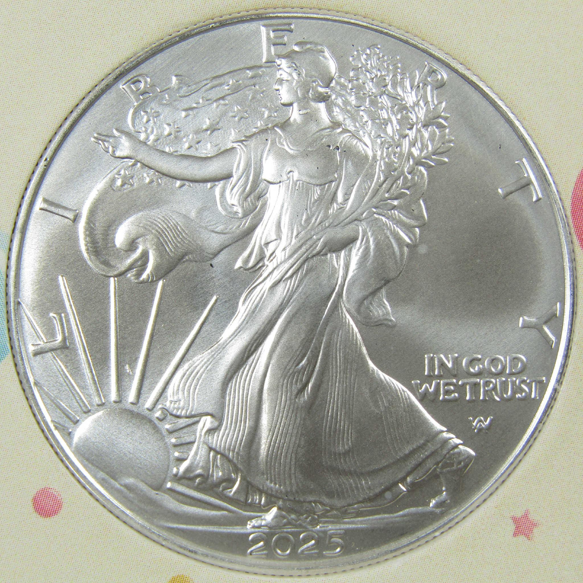 2025 American Silver Eagle Uncirculated Coin with Welcome Baby Holder