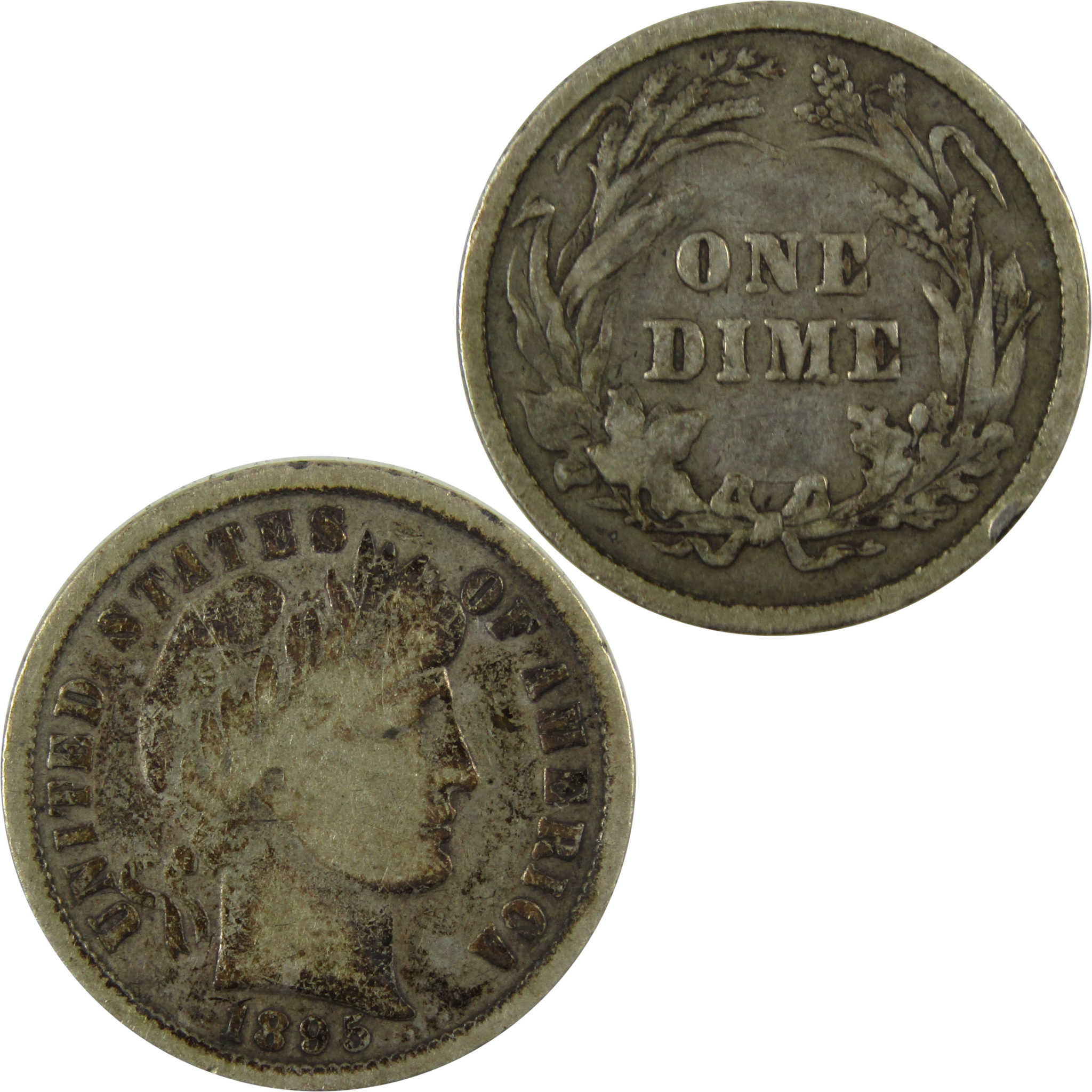 1895 Barber Silver Dime G Good Details 10c Coin Collectible SKU:CP1348