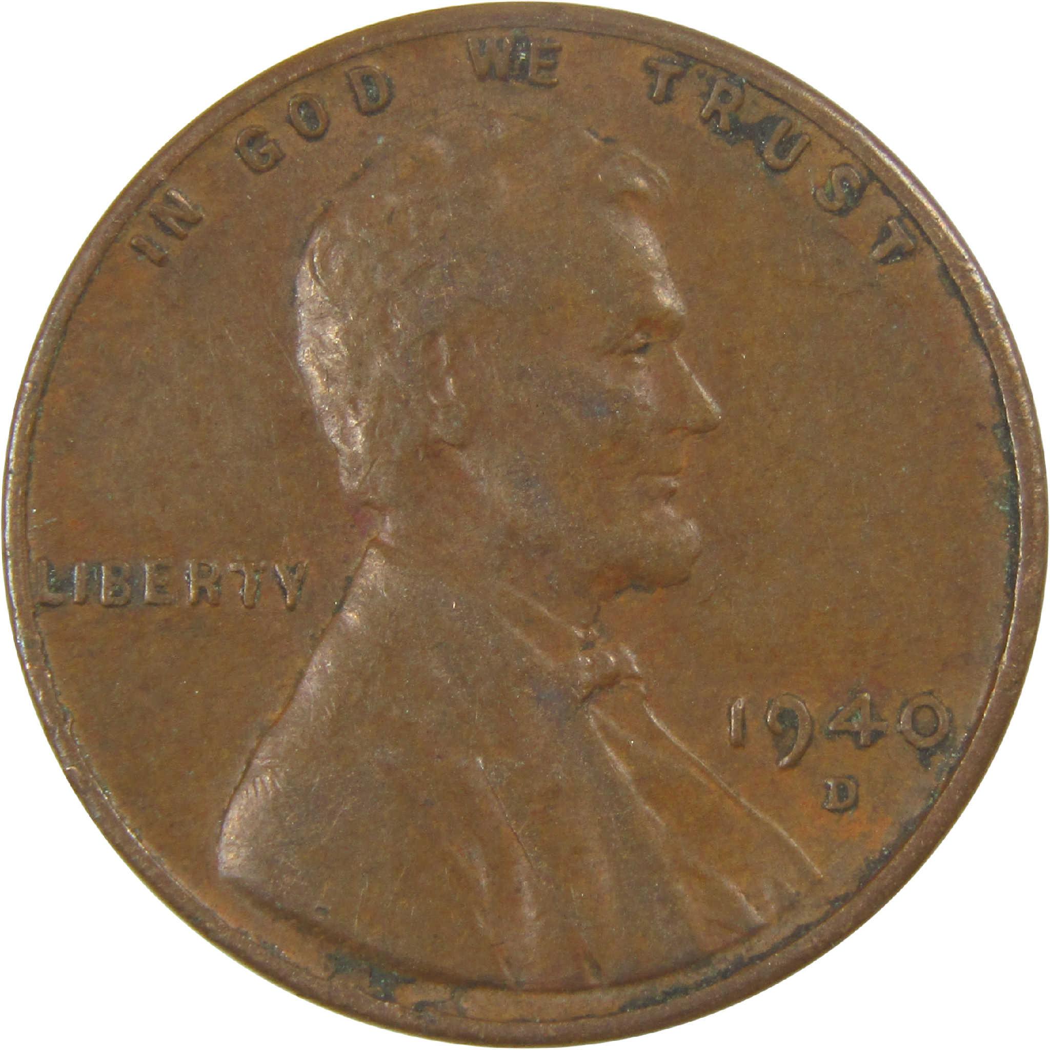 1940 D Lincoln Wheat Cent Circulated Penny 1c Coin Collectible