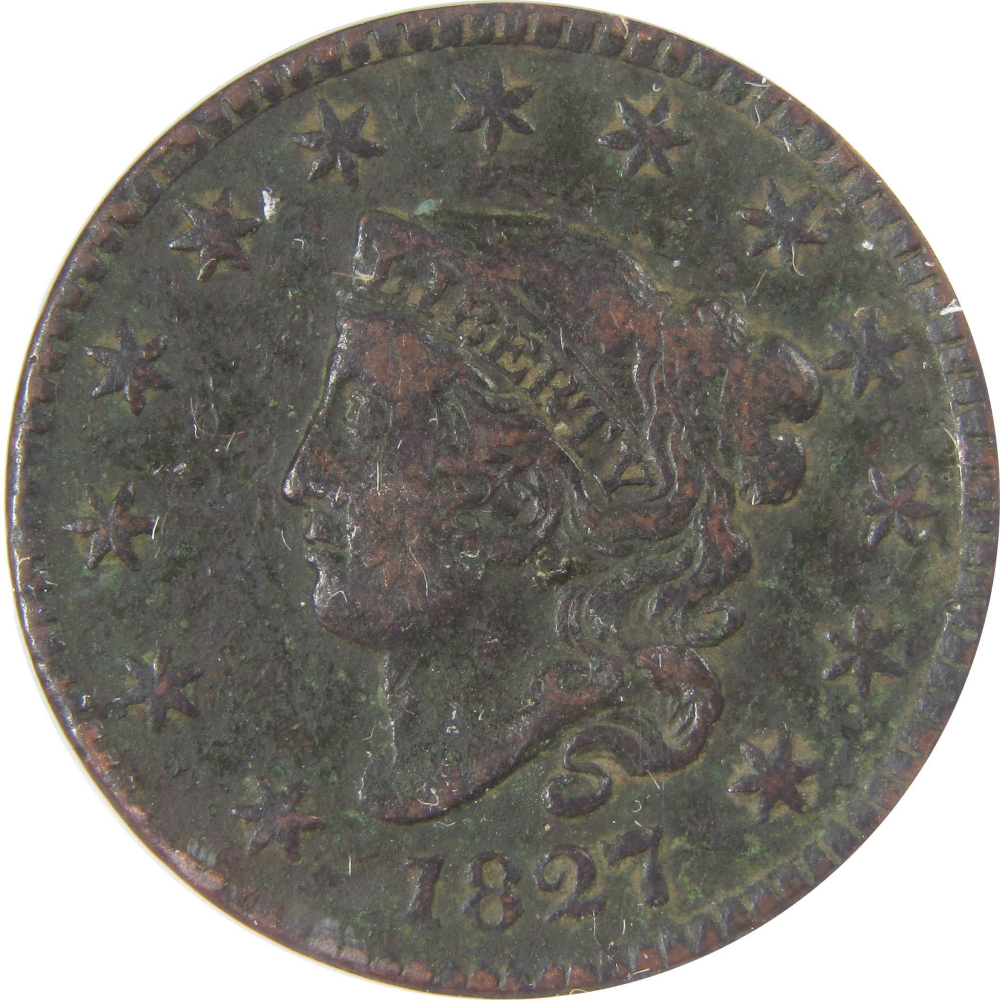 1827 Coronet Head Copper Large Cent EF 40 Details ANACS SKU:I25524