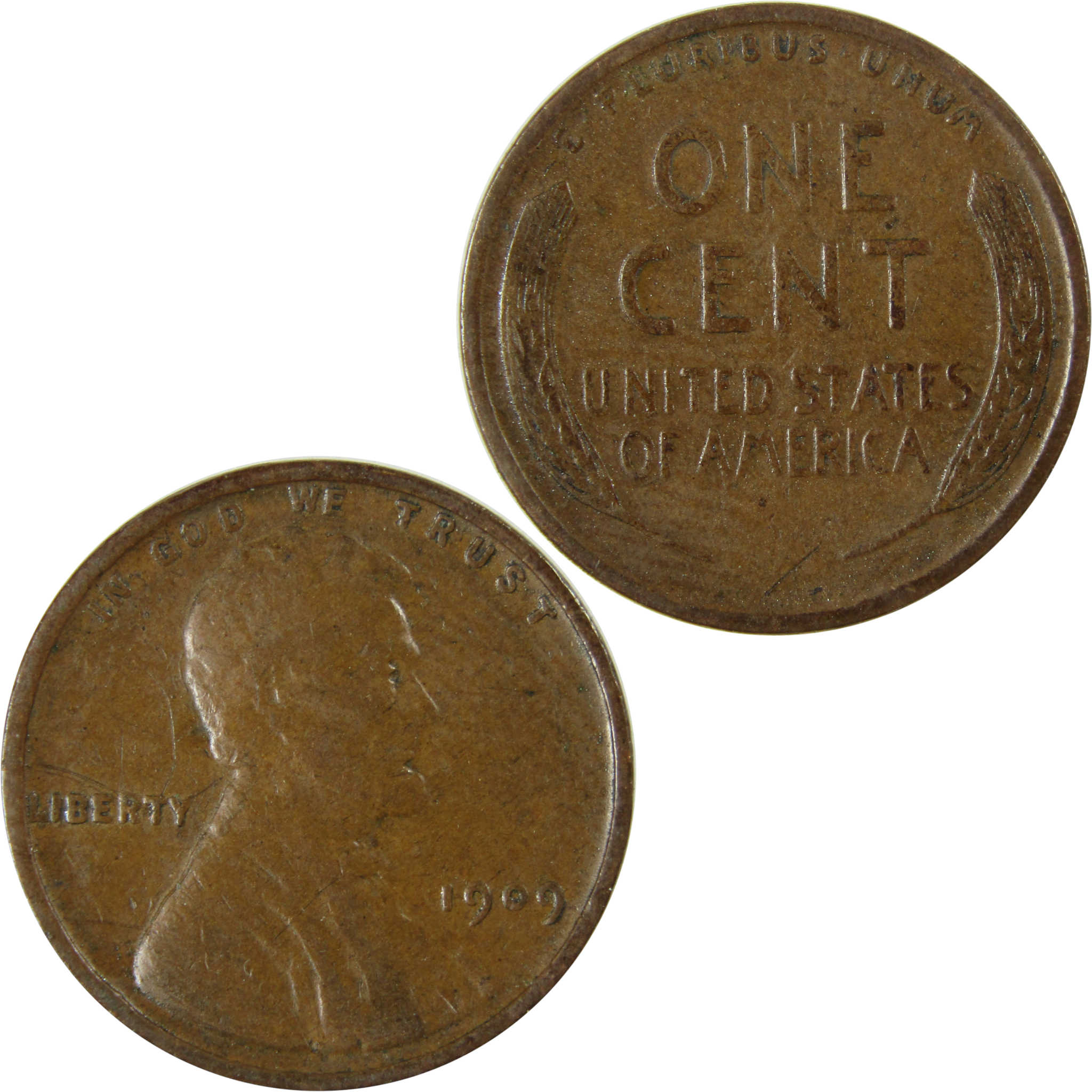 1909 Lincoln Wheat Cent F Fine Penny 1c Coin Collectible SKU:I26327