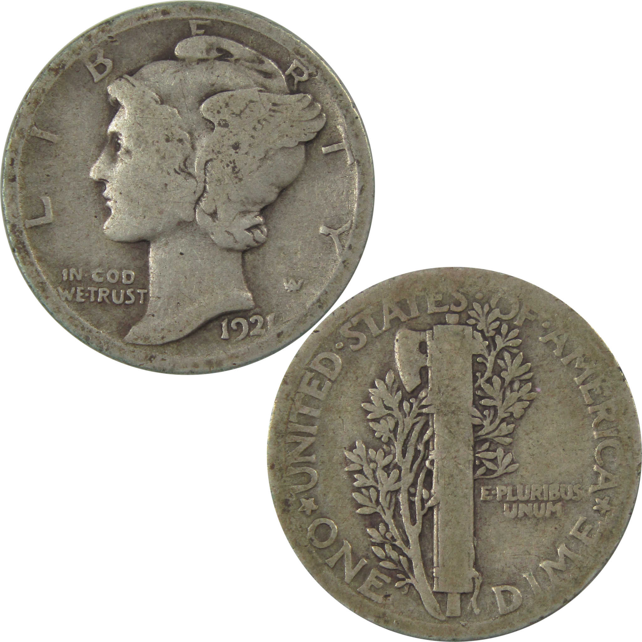 1921 Mercury Dime G Good Silver 10c Coin SKU:I22426