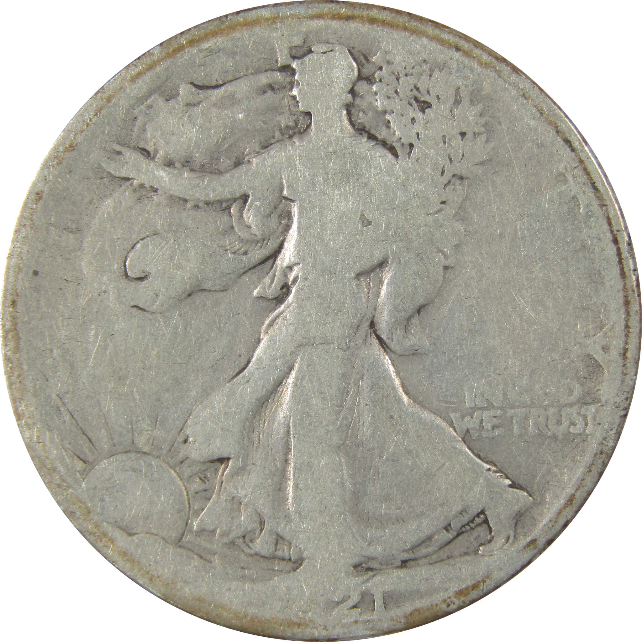 1921 S Liberty Walking Silver Half Dollar AG About Good SKU:I24108