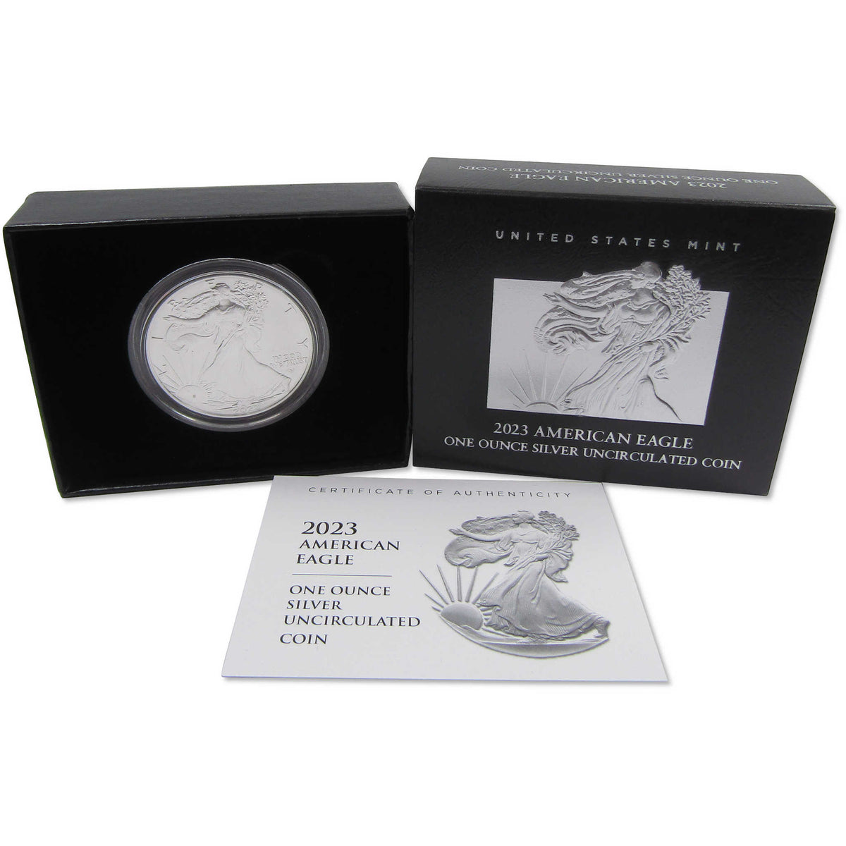 2023 W American Silver Eagle Uncirculated Burnished $1 Coin OGP COA