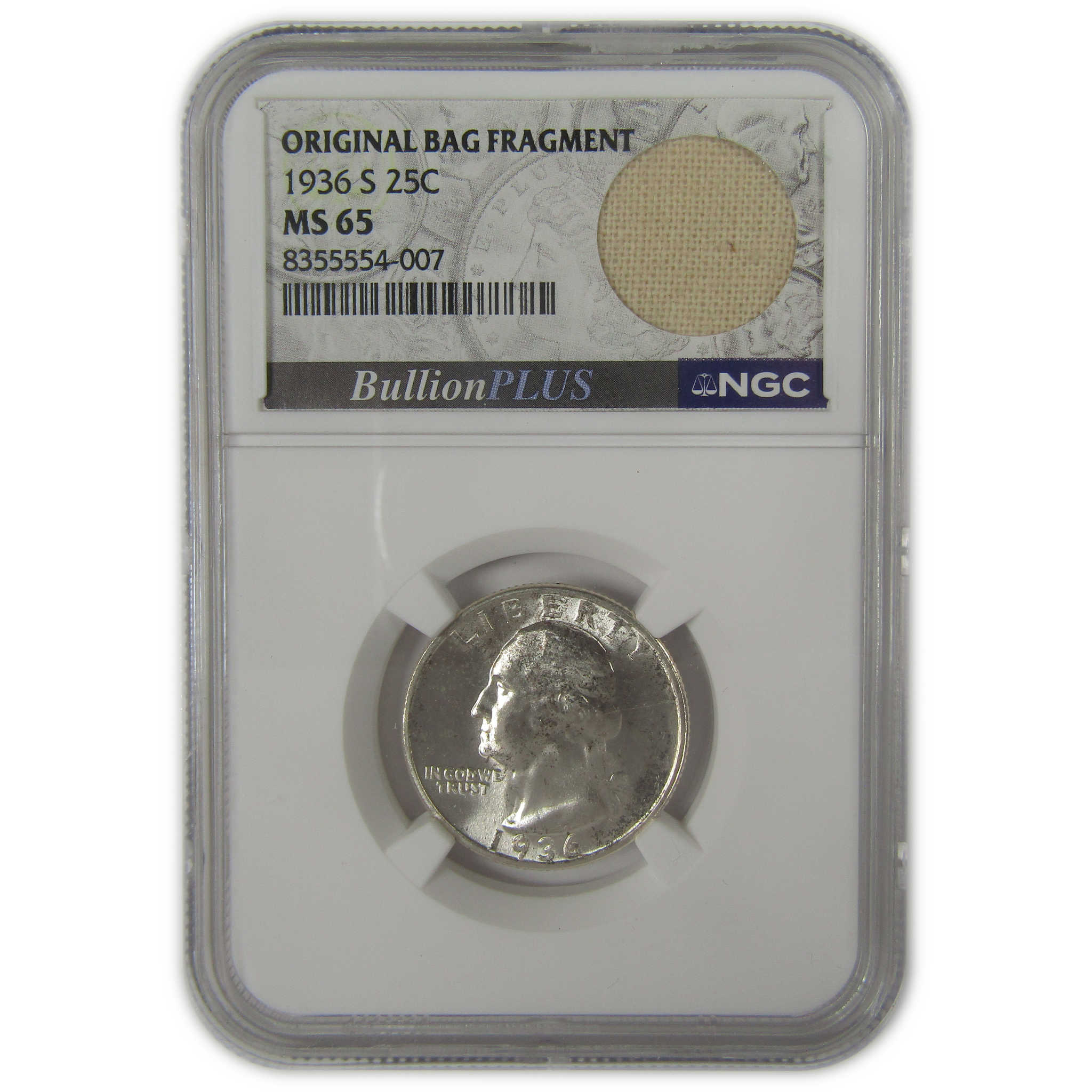 1936 S Washington Quarter MS 65 NGC Original Bag Fragment SKU:I22585