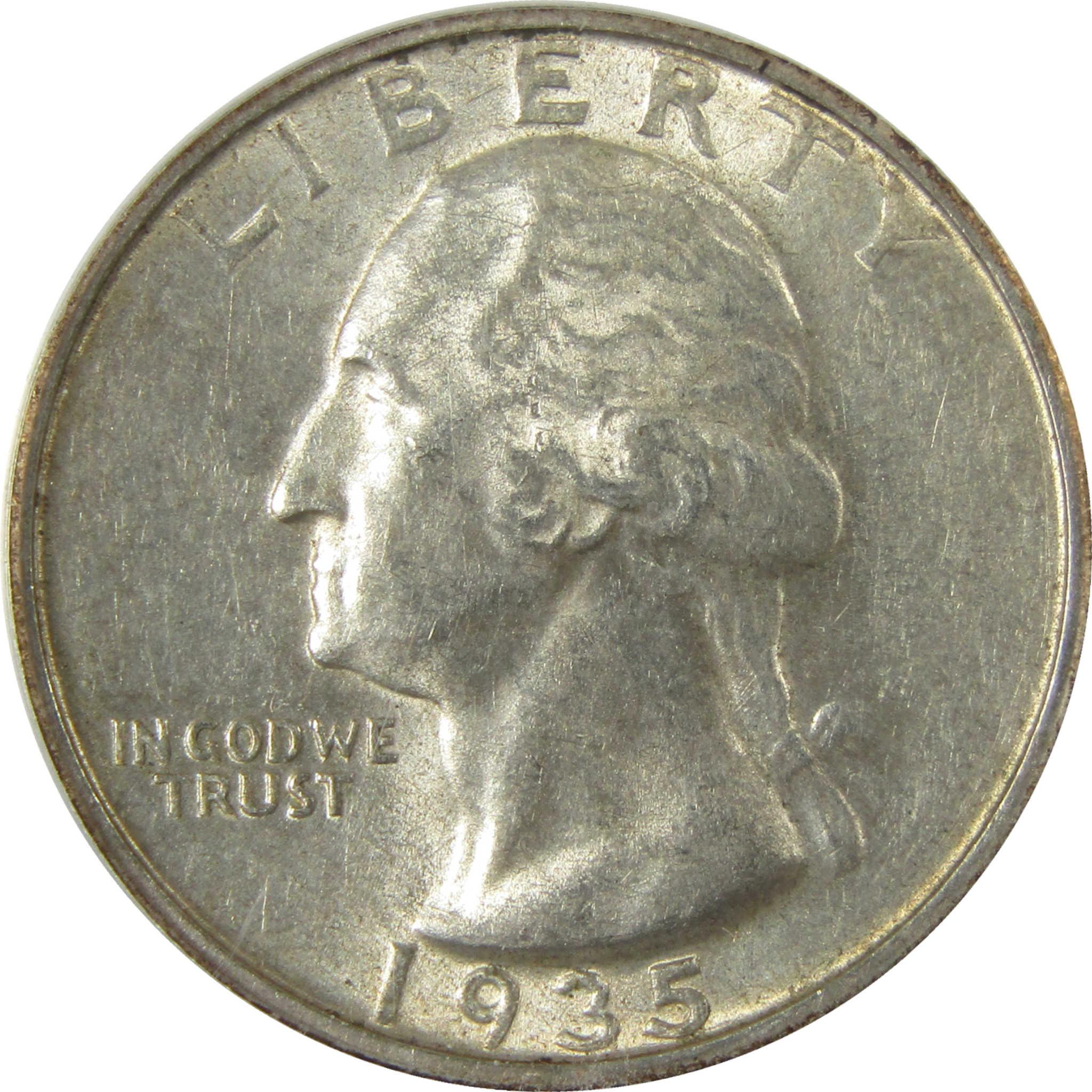 1935 D Washington Silver Quarter AU 55 ANACS 25c Coin SKU:I28004