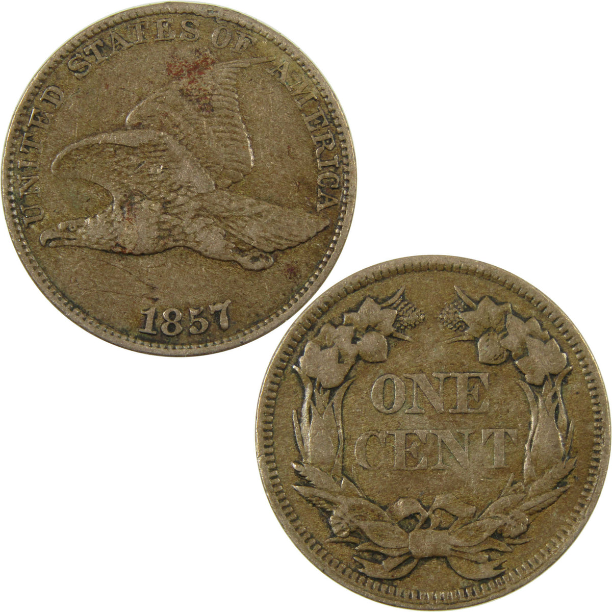 1857 Flying Eagle Cent VF Very Fine Penny 1c Coin SKU:CP1711