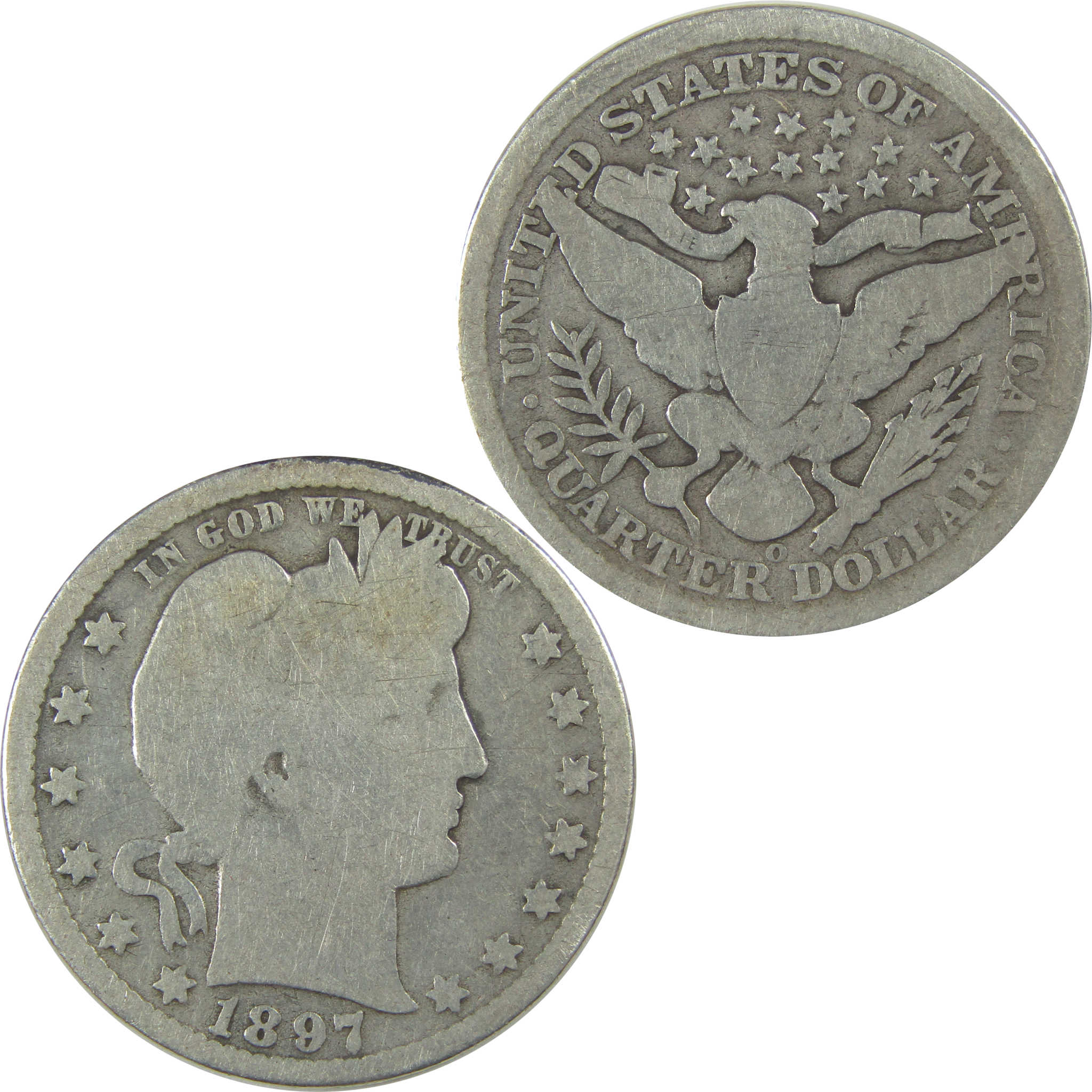 1897 O Barber Quarter G Good Details Silver 25c Coin SKU:I21792