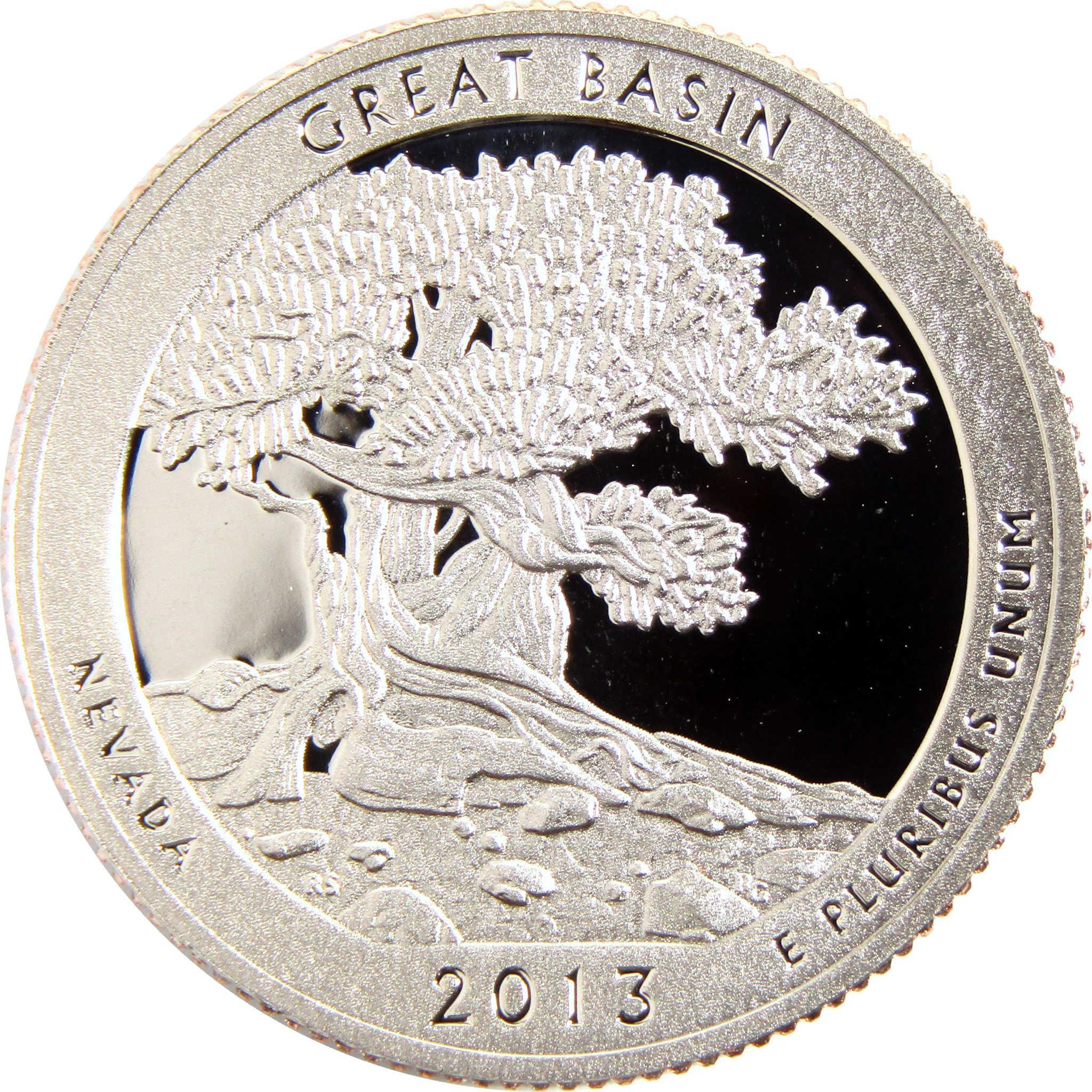 2013 Great Basin Nevada collectible quarter coin with tree design
