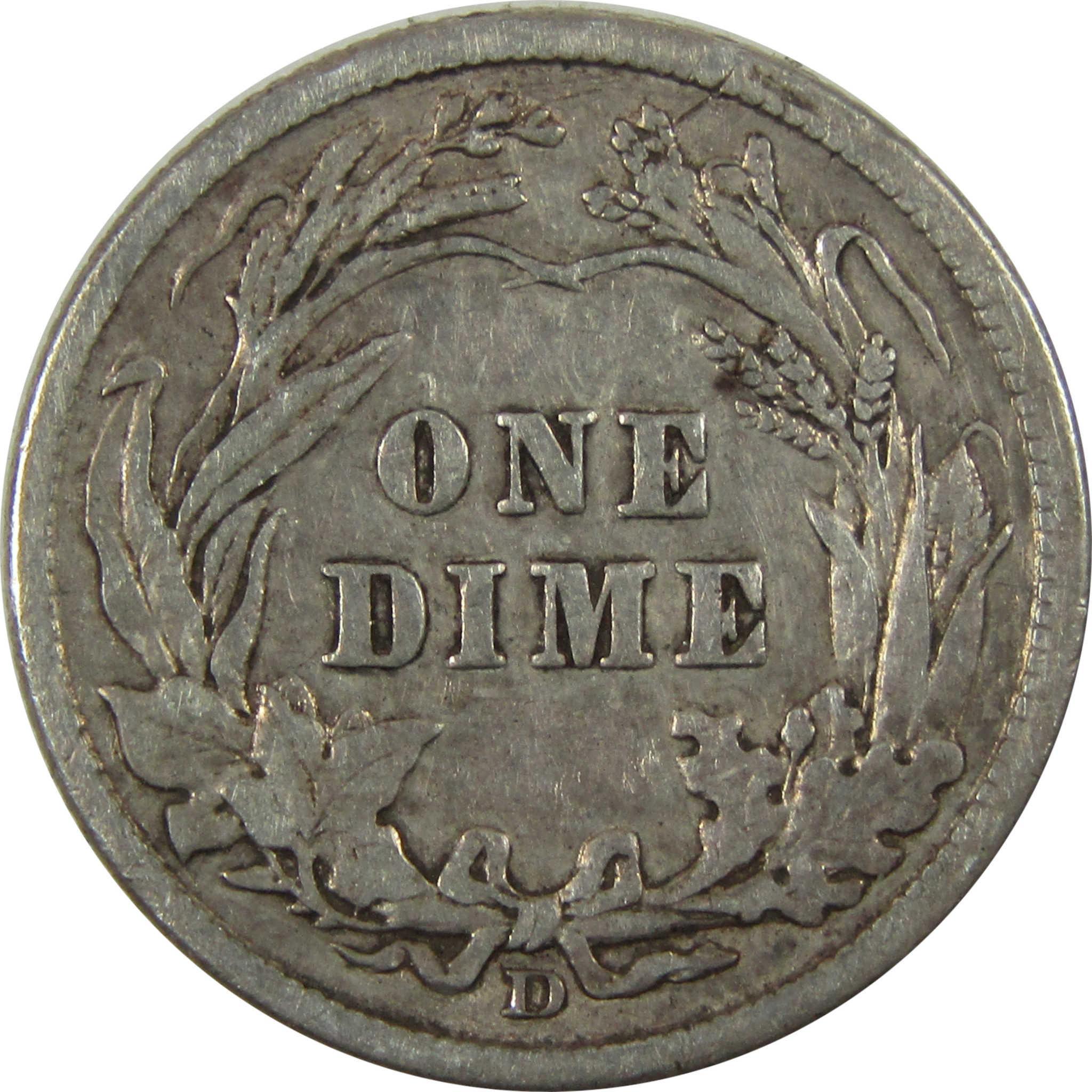 1912 D Barber Silver Dime VF Very Fine 10c Coin Collectible SKU:CP1333
