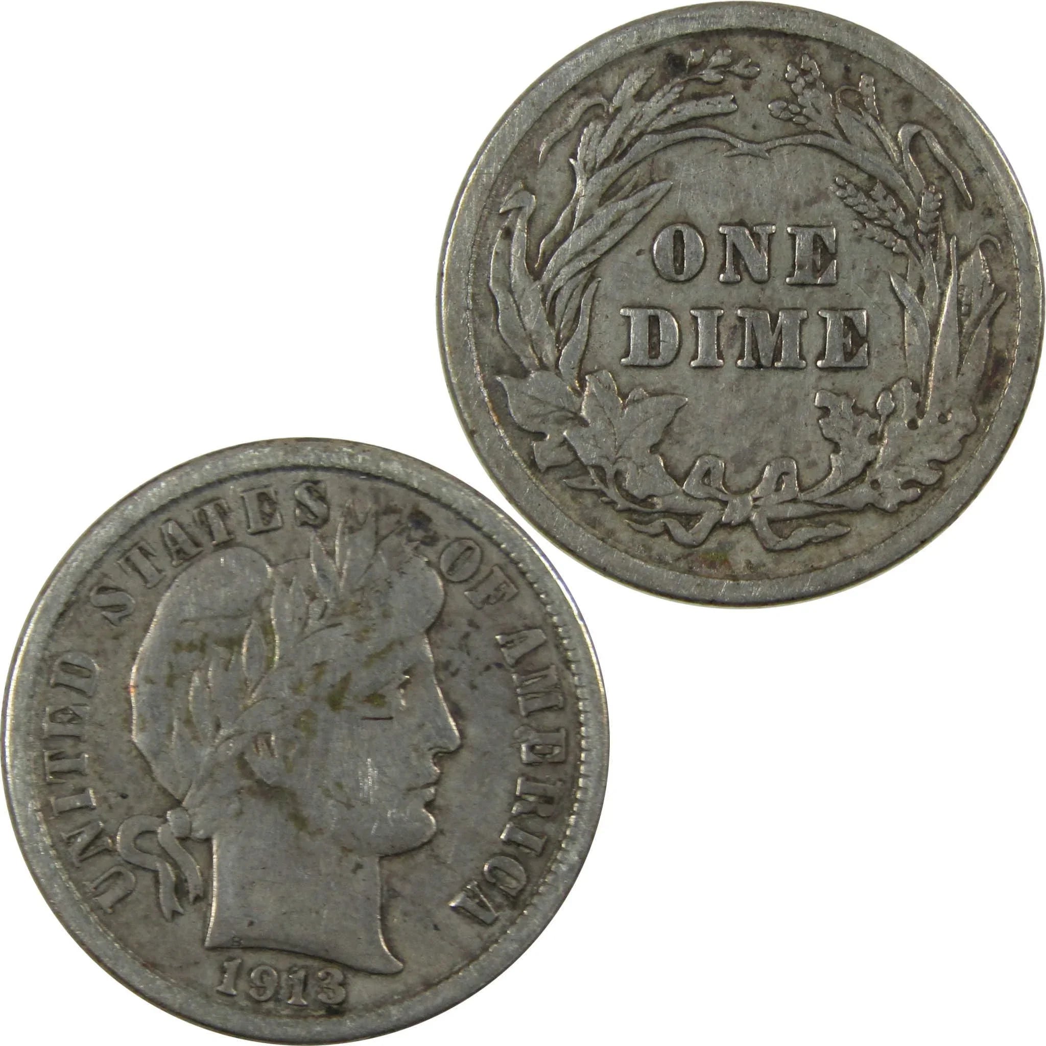1913 Barber Silver Dime VF Very Fine 10c Coin Collectible SKU:CP1334