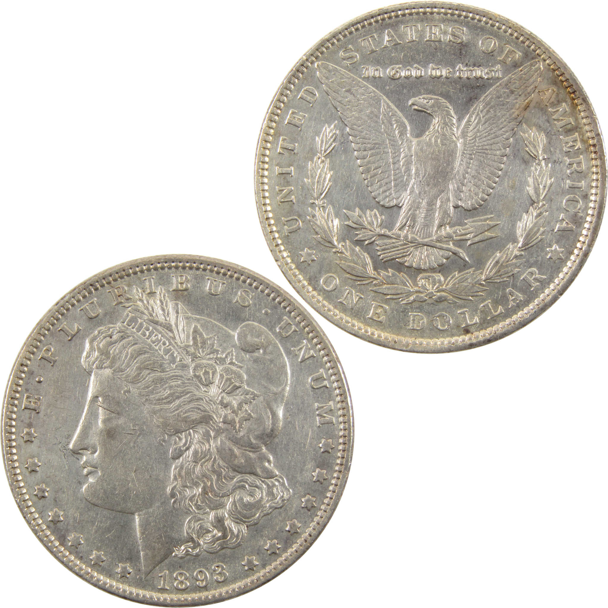 1893 Morgan Dollar AU About Unc Details 90% Silver $1 SKU:I10647 - Morgan coin - Morgan silver dollar - Morgan silver dollar for sale - Profile Coins & Collectibles