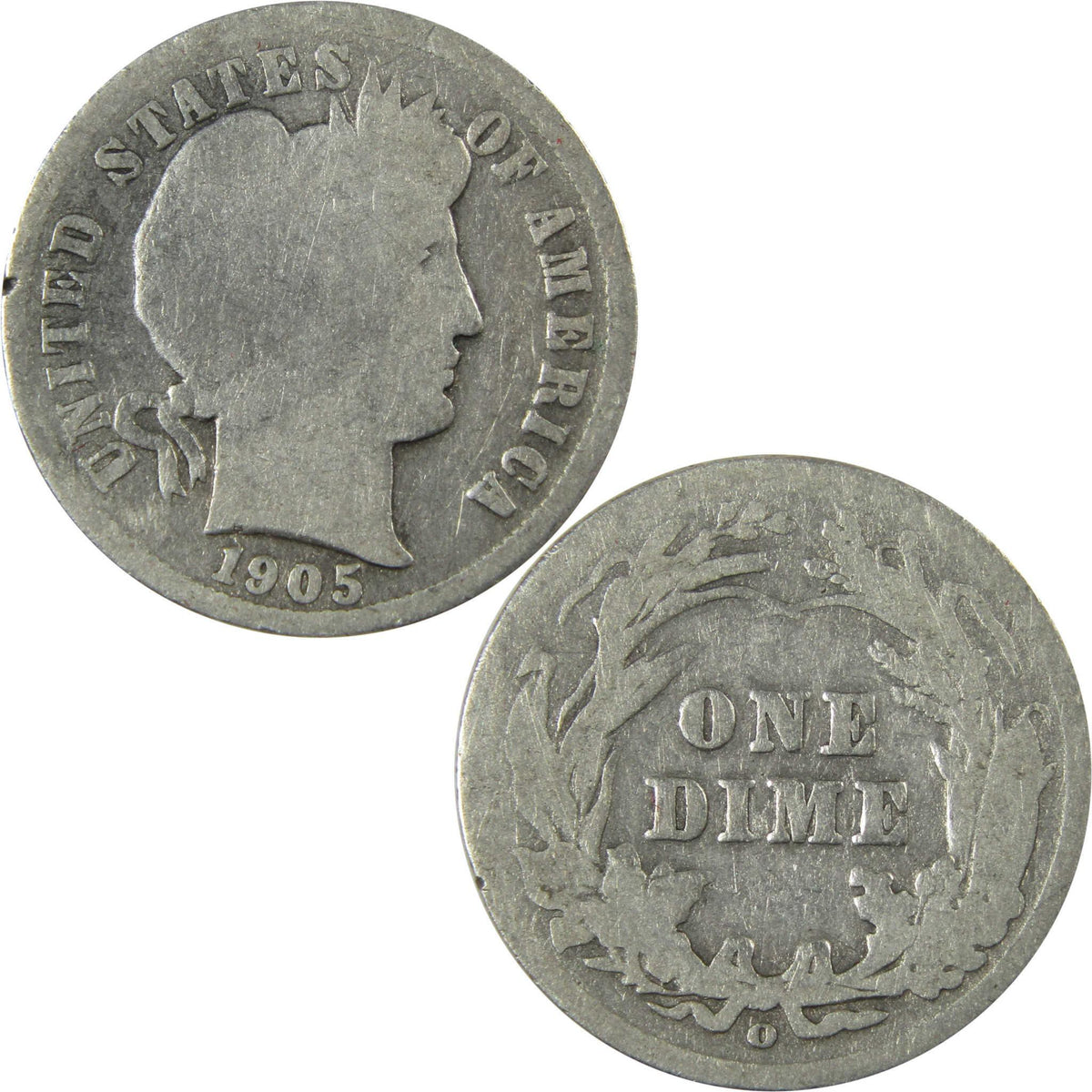 1905 O Micro O Barber Silver Dime G Good Details 10c Coin SKU:I26630