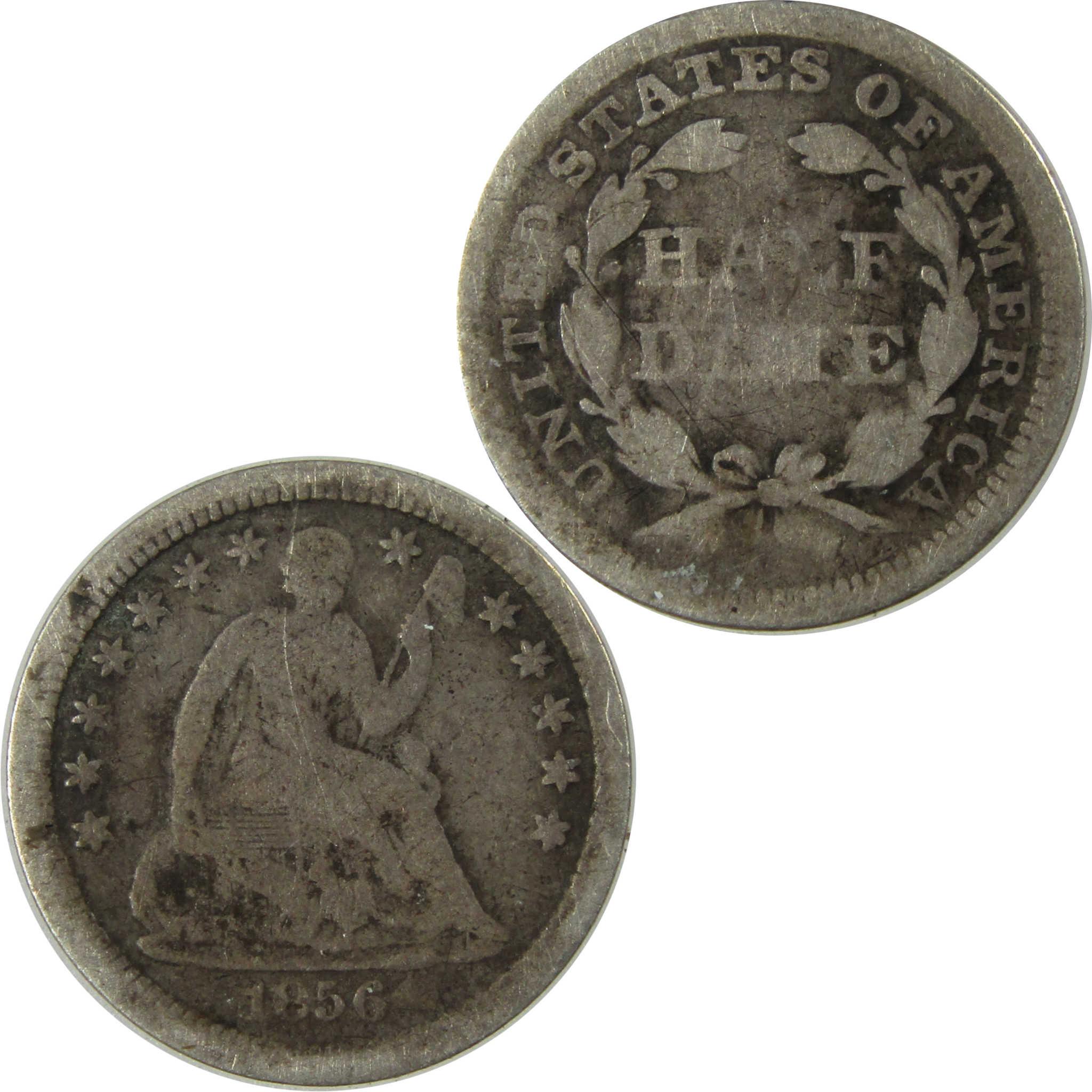 1856 Seated Liberty Silver Half Dime G Good 5c Coin SKU:I25385
