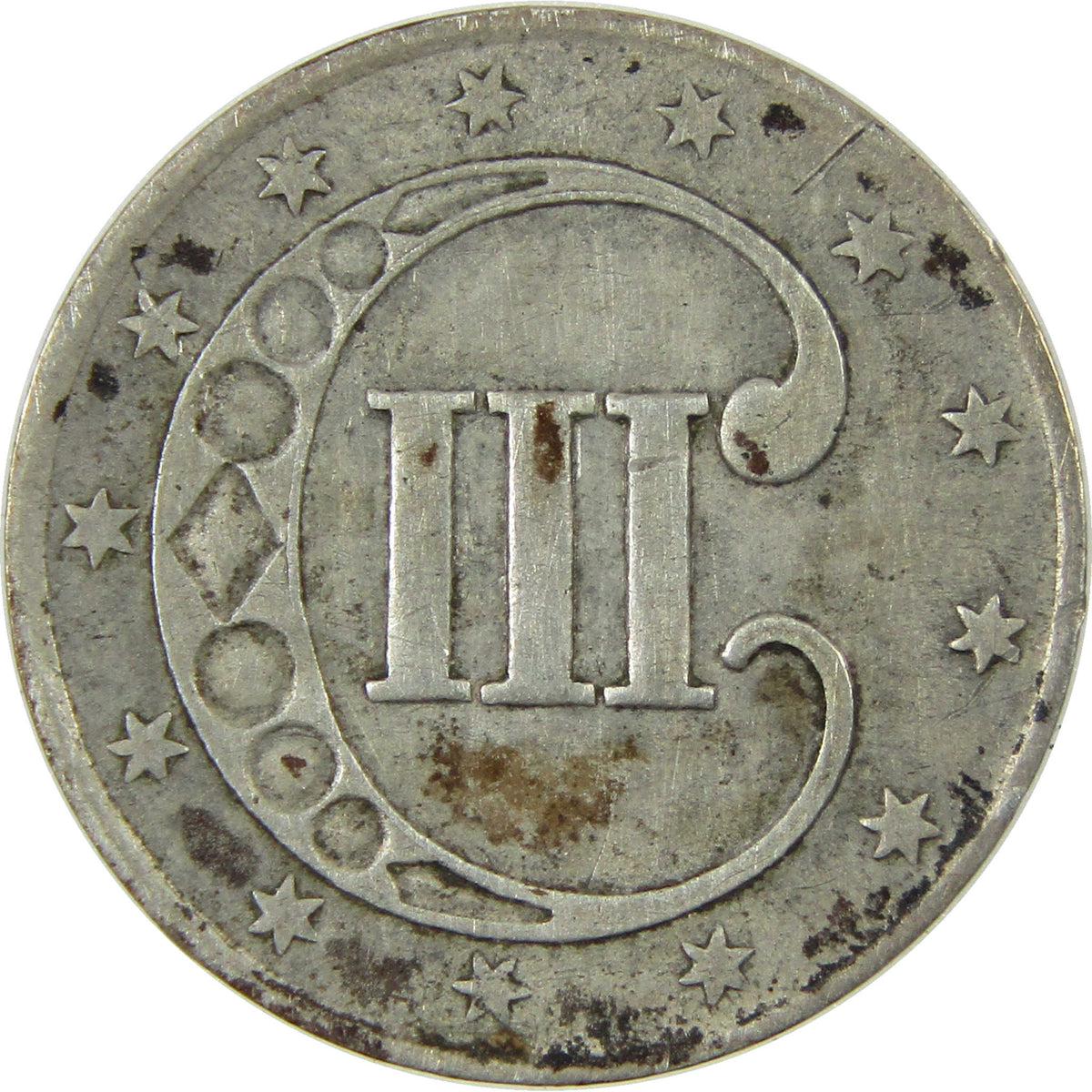 1852 Silver Three Cent Piece VF Very Fine Trime 3c Coin Collectible