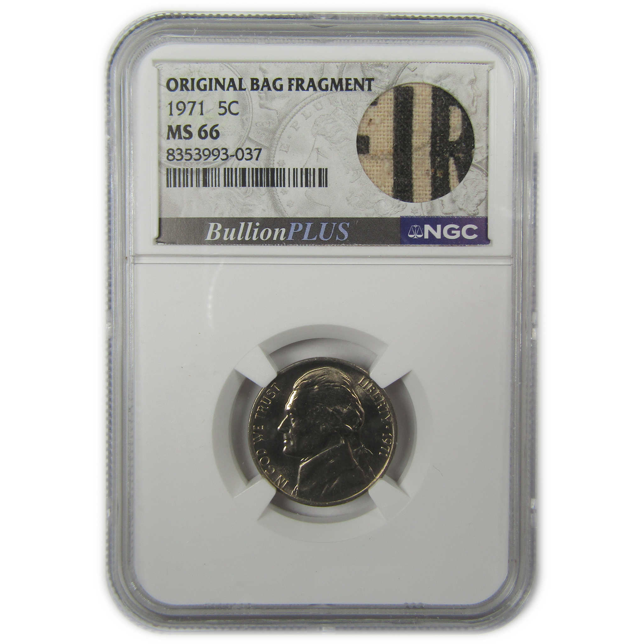 1971 Jefferson Nickel MS 66 NGC Original Bag Fragment SKU:I22106