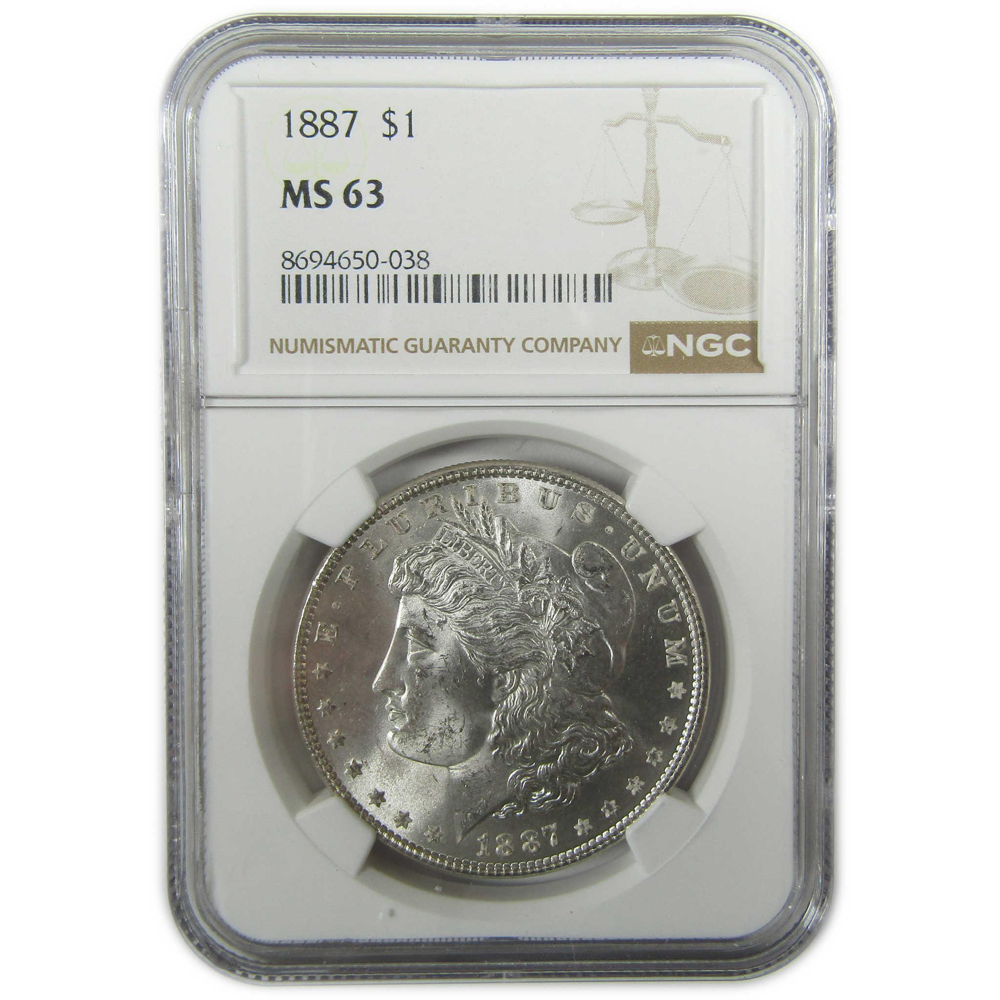 1887 Morgan Silver Dollar MS 63 NGC Uncirculated $1 Coin SKU:I27536 - Morgan coin - Morgan silver dollar - Morgan silver dollar for sale - Profile Coins & Collectibles