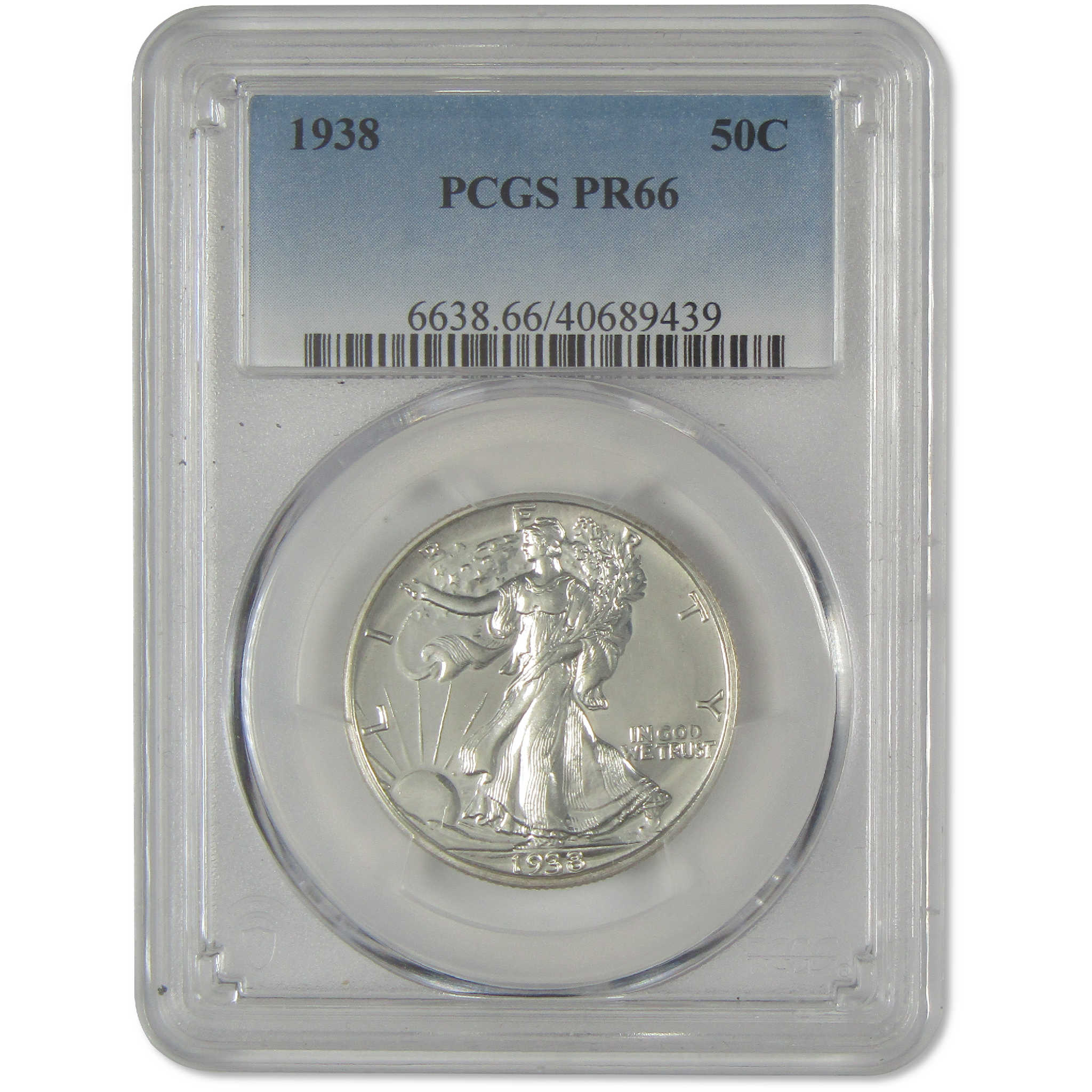 1938 Liberty Walking Half Dollar PR 66 PCGS Silver Proof 50c Coin