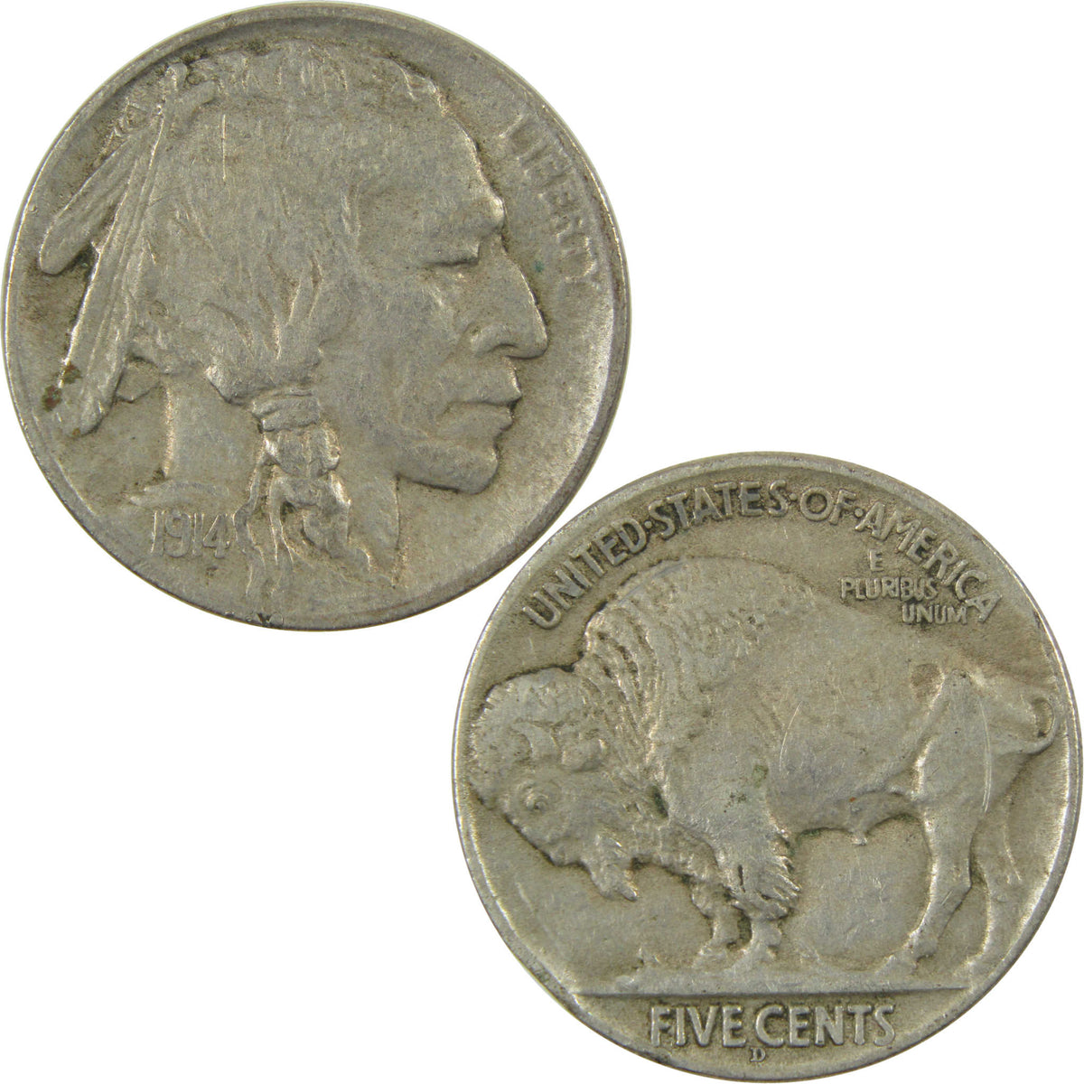 1914 D Buffalo Nickel VF/XF Very Fine / Extremely Fine 5c Coin SKU:CP1758