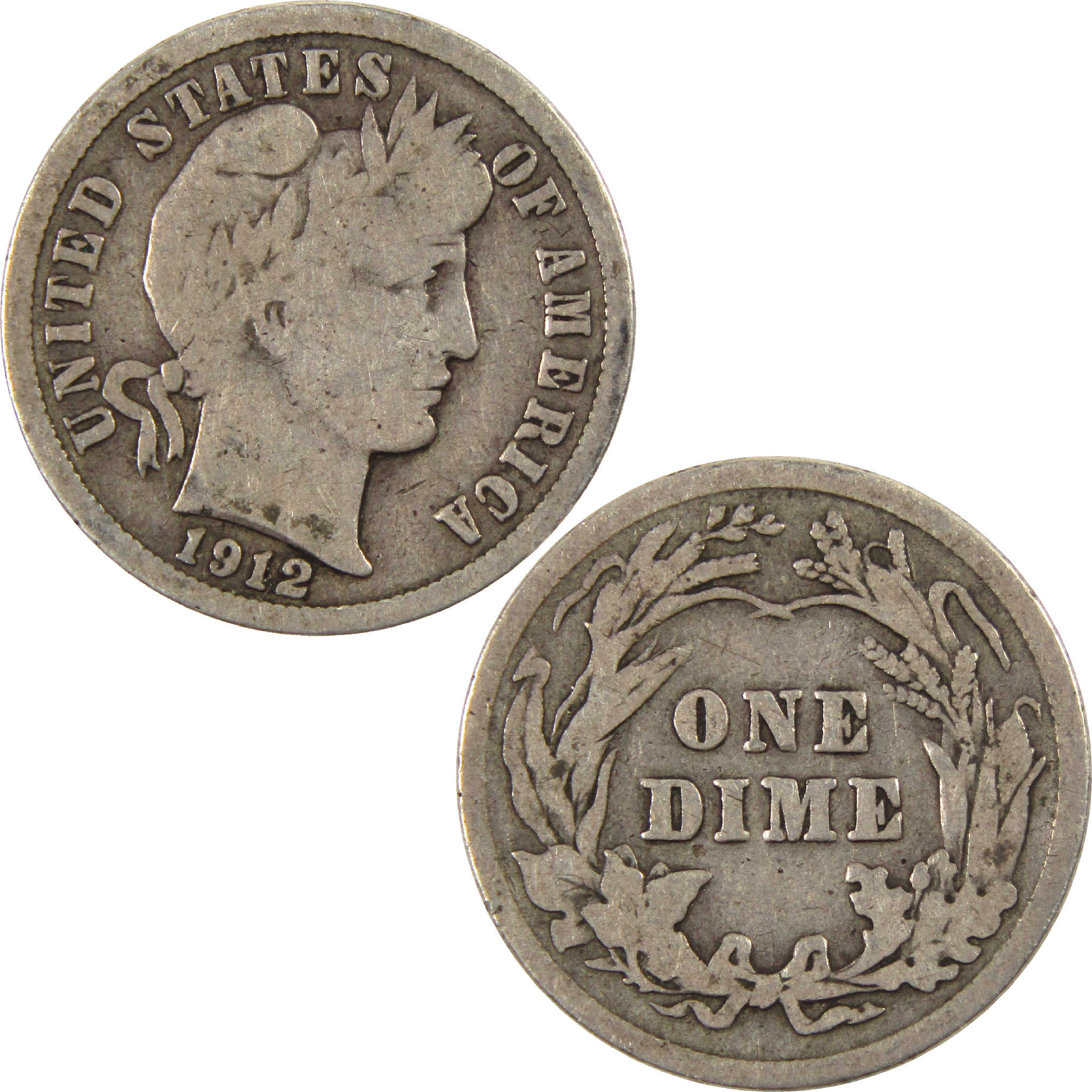 1912 Barber Dime G Good Silver 10c Coin