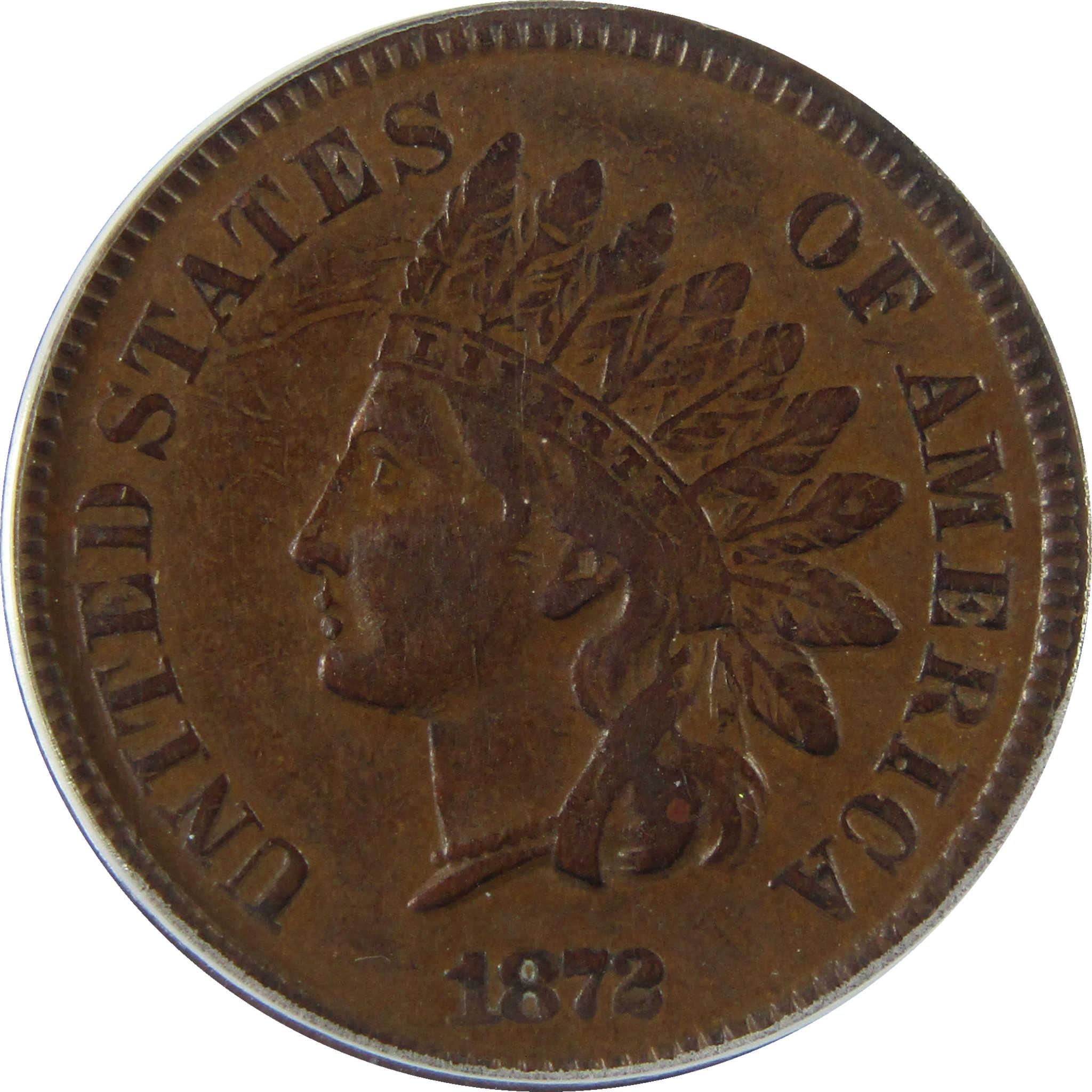 1872 Indian Head Cent VF 30 Details ANACS Penny 1c Coin SKU:I28033