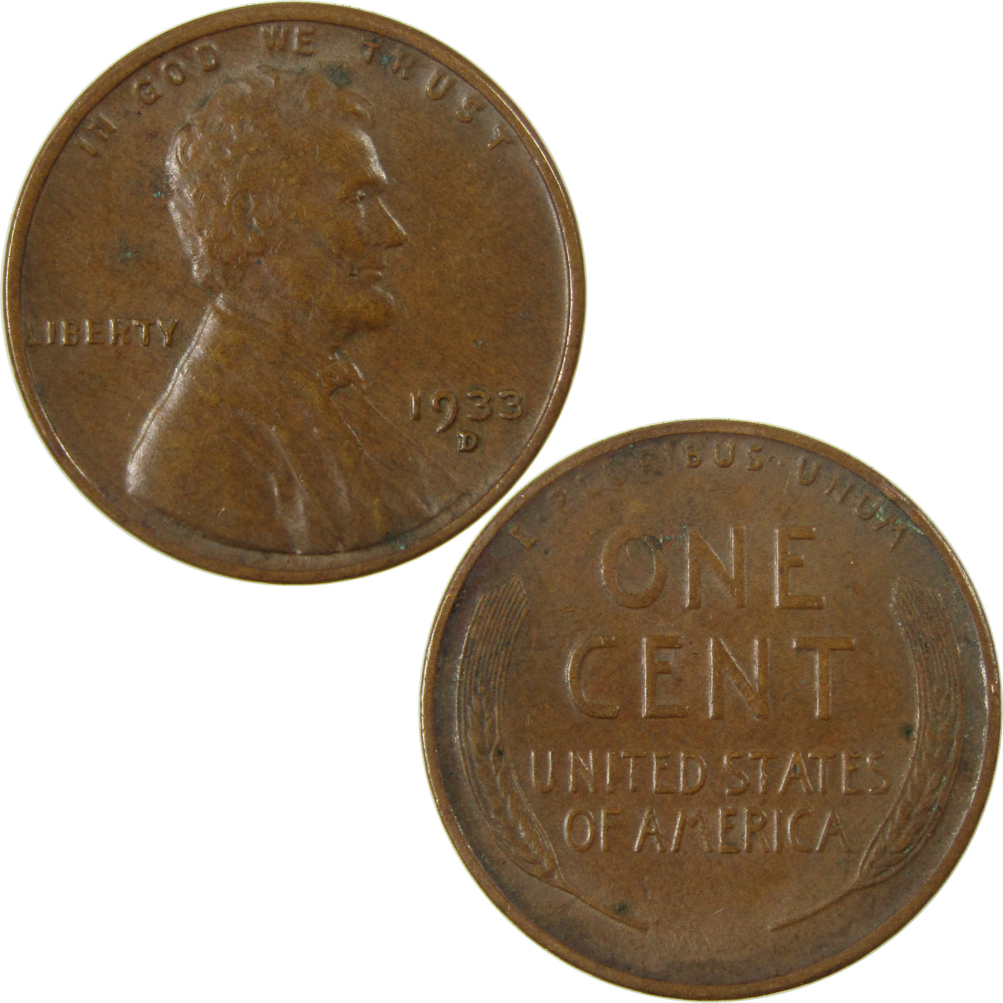1933 D Lincoln Wheat Cent XF EF Extremely Fine Details SKU:I26870