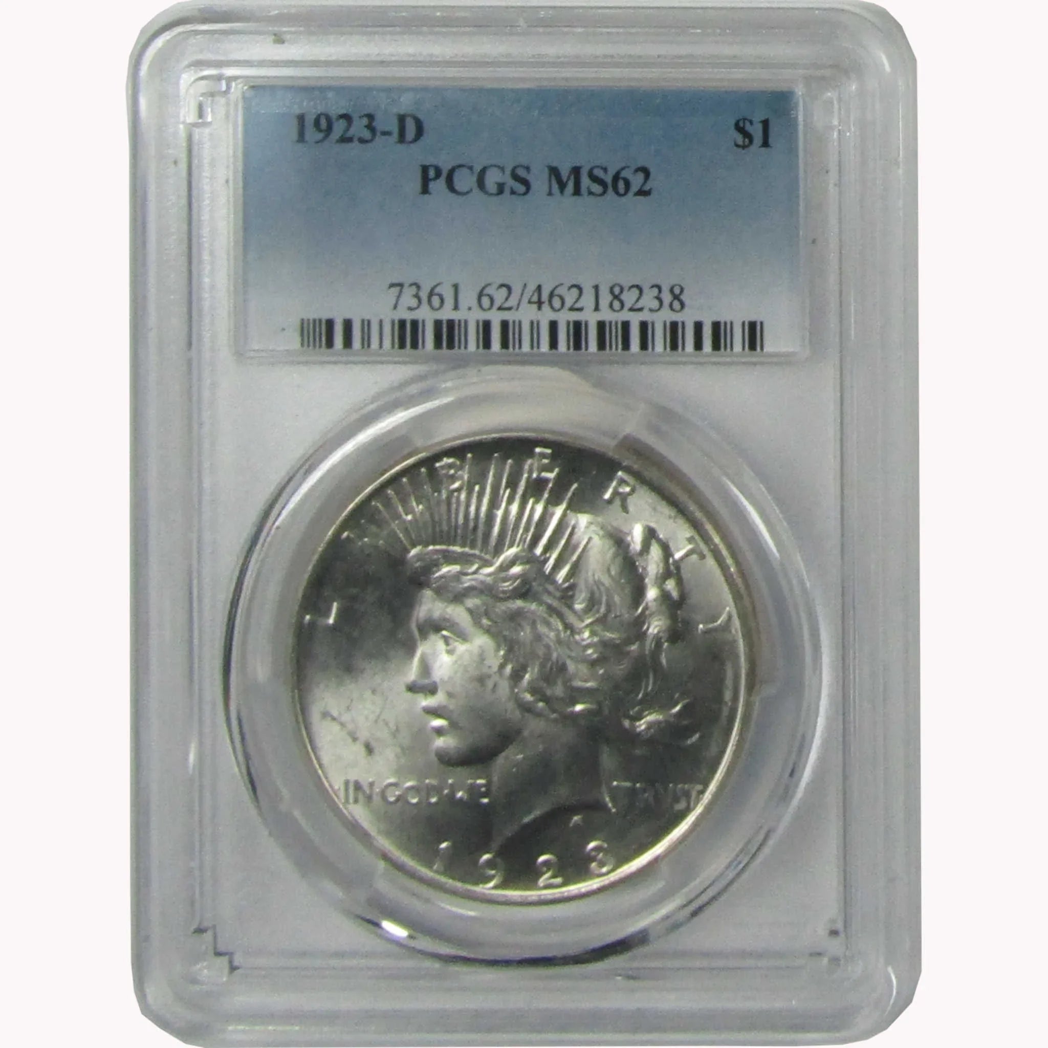 1923 D Peace Silver Dollar MS 62 PCGS Uncirculated $1 Coin Collectible