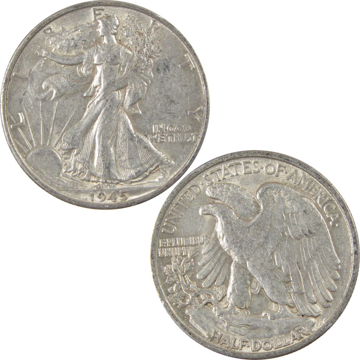1945 S Liberty Walking Silver 50c AU About Uncirculated SKU:I28665