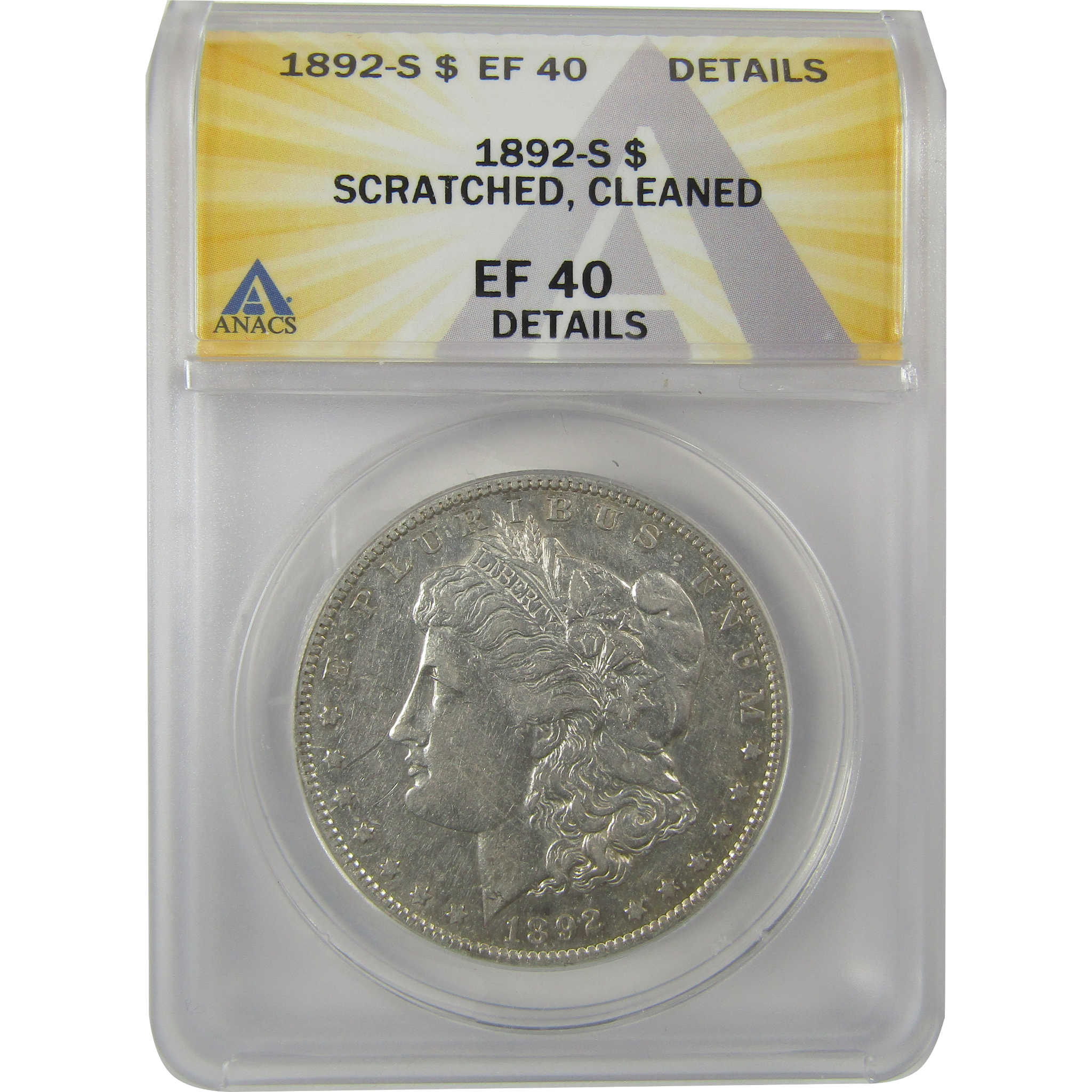 1892 S Morgan Dollar EF 40 Details ANACS Silver $1 Coin SKU:I21355 - Morgan coin - Morgan silver dollar - Morgan silver dollar for sale - Profile Coins & Collectibles