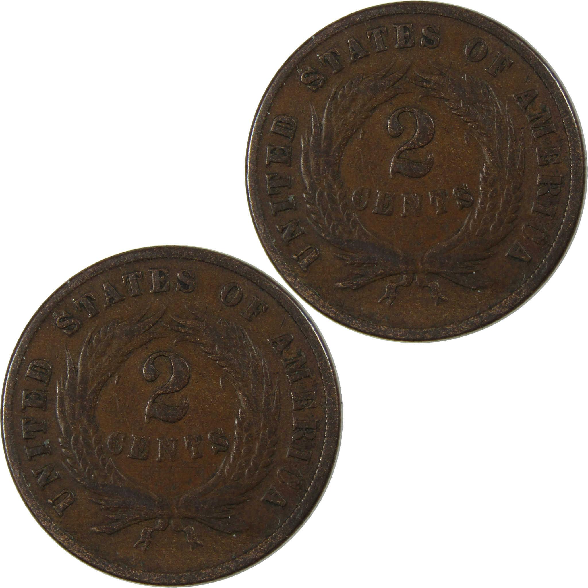 1870 Two Cent Piece F Fine 2c Coin Collectible SKU:I23469