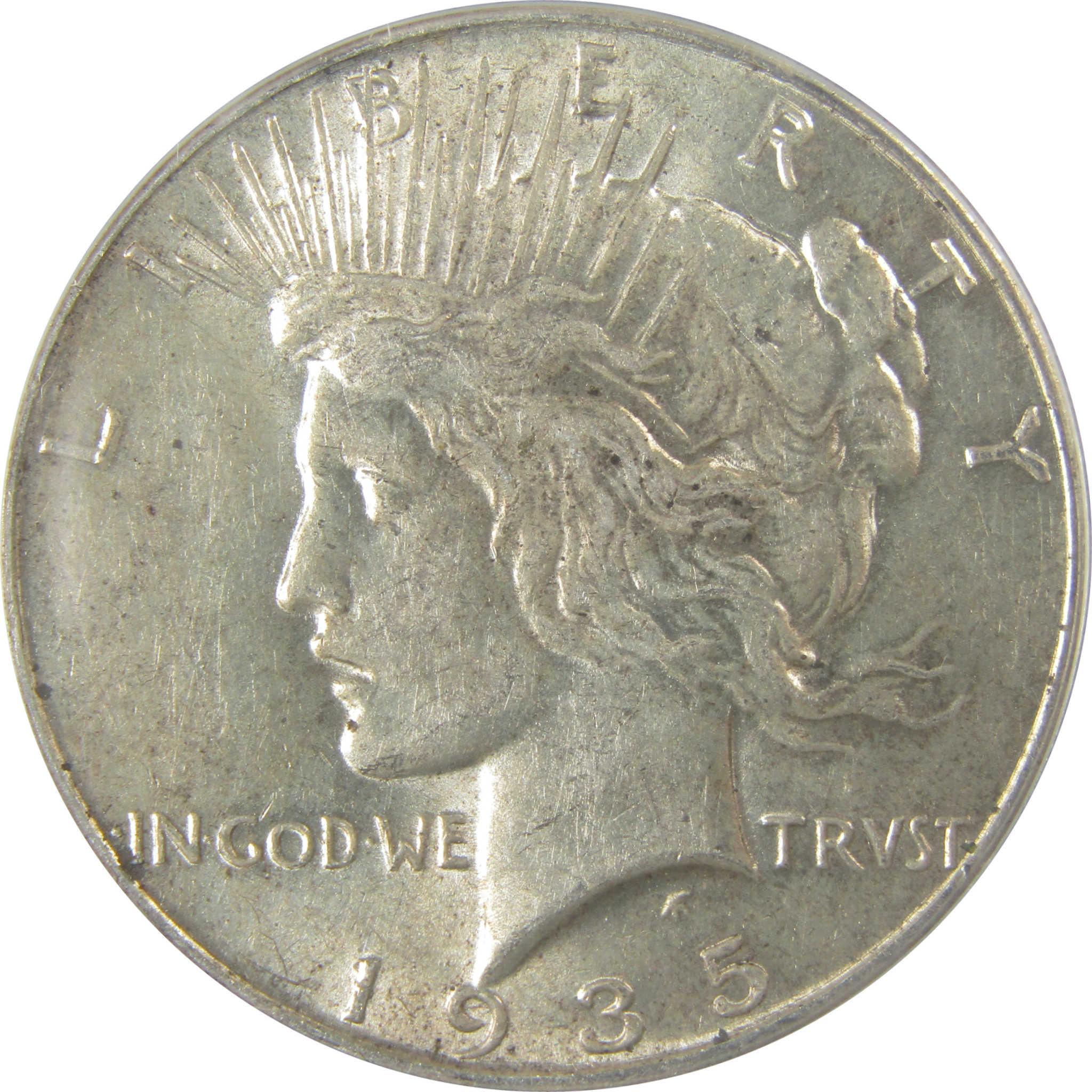 1935 Peace Silver Dollar AU 55 ANACS $1 Coin SKU:I25018