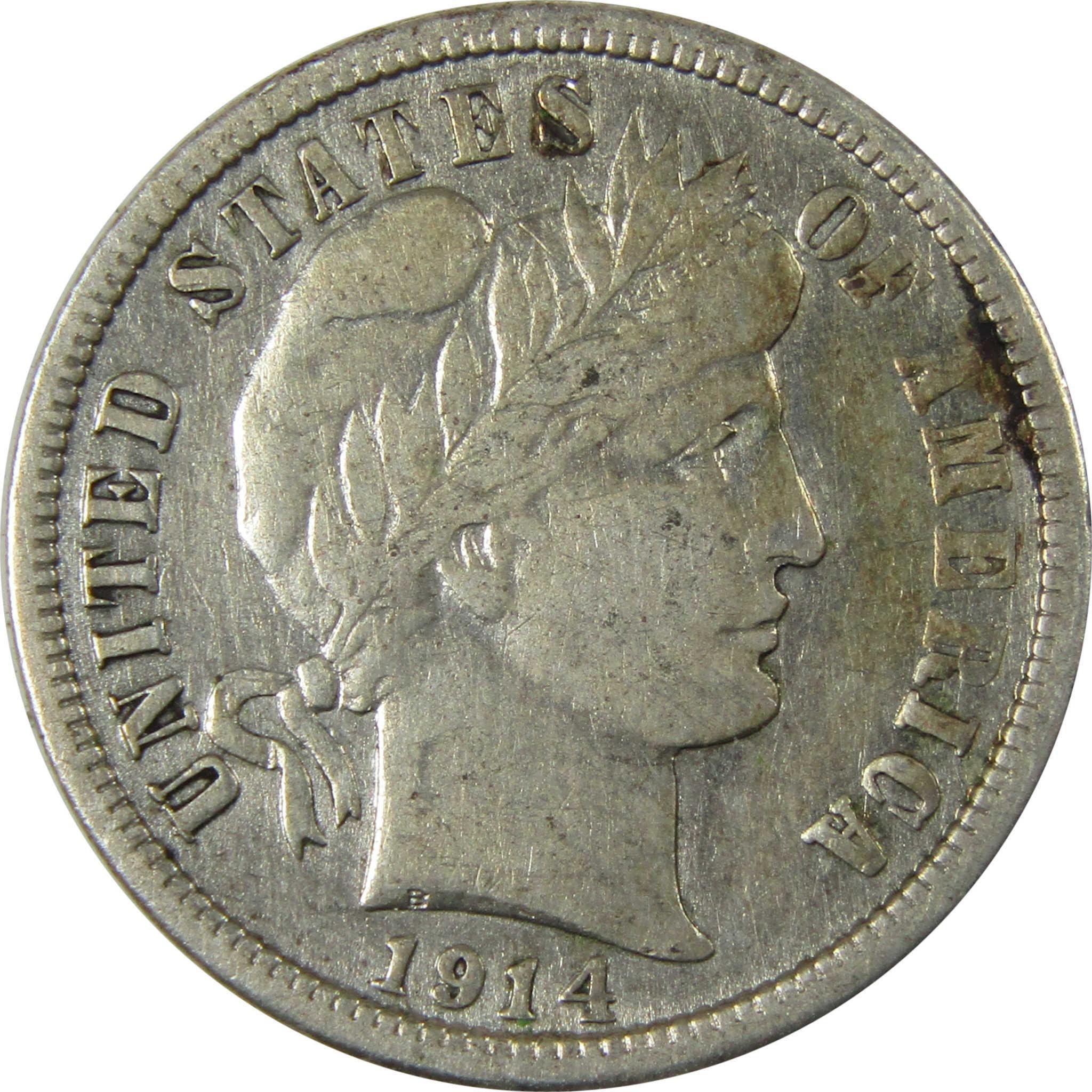 1914 Barber Silver Dime XF EF Extremely Fine Details SKU:CP996