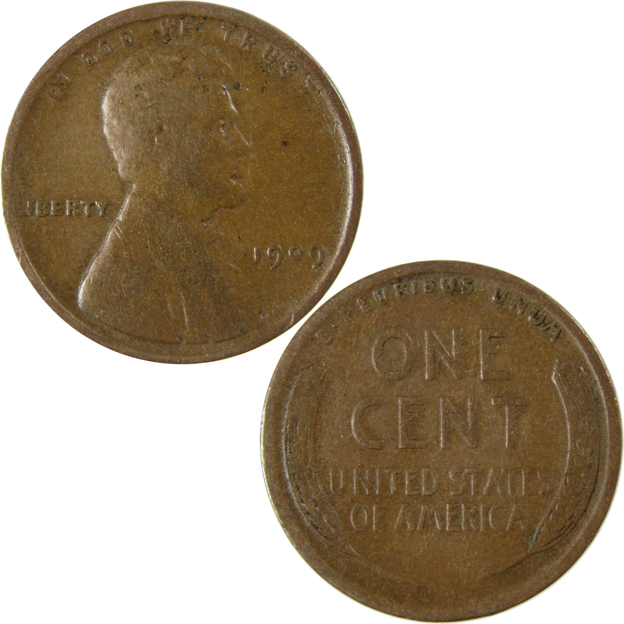 1909 Lincoln Wheat Cent VG Very Good Details Penny 1c Coin SKU:I26330