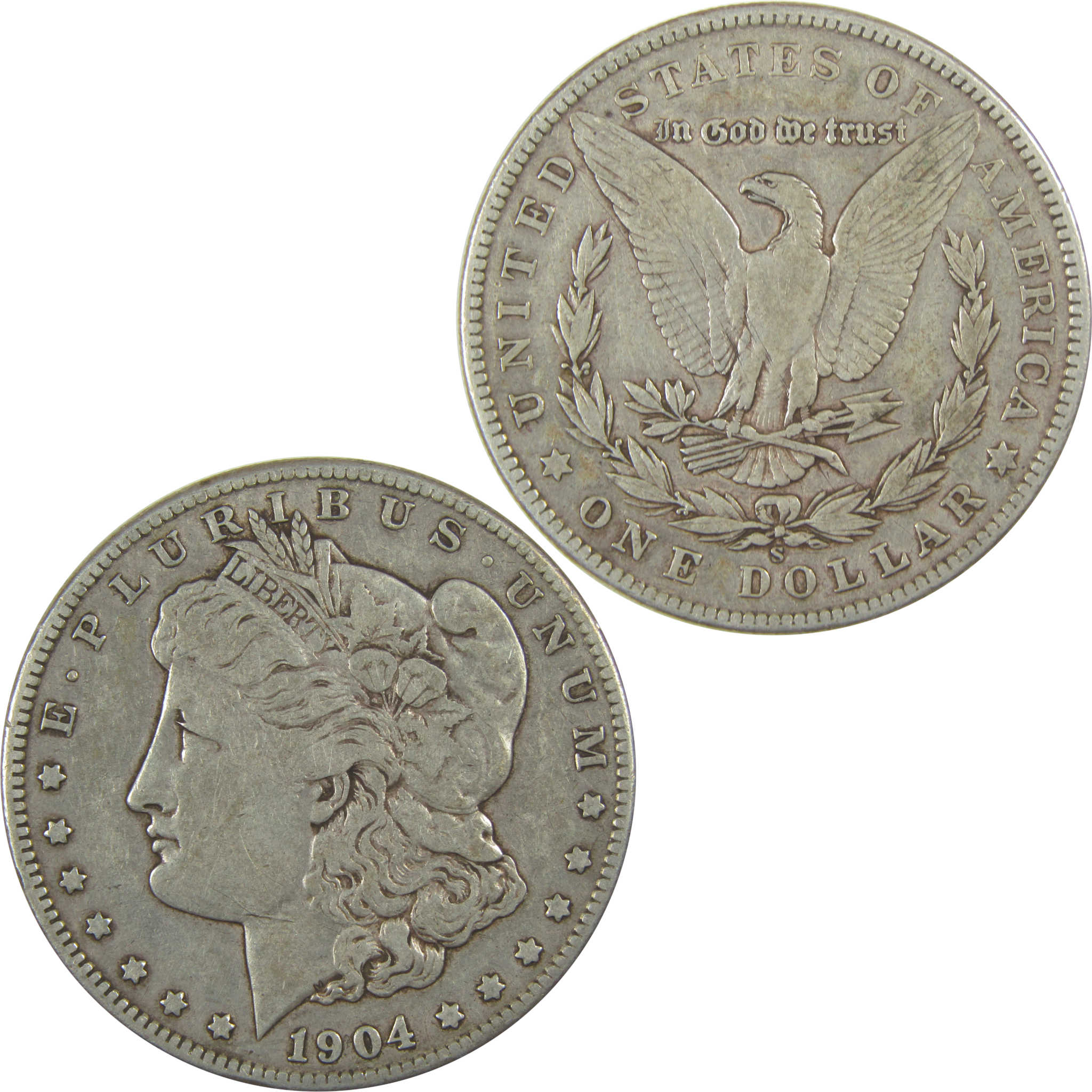 1904 S Morgan Dollar F Fine Silver $1 Coin SKU:I20236 - Morgan coin - Morgan silver dollar - Morgan silver dollar for sale - Profile Coins & Collectibles