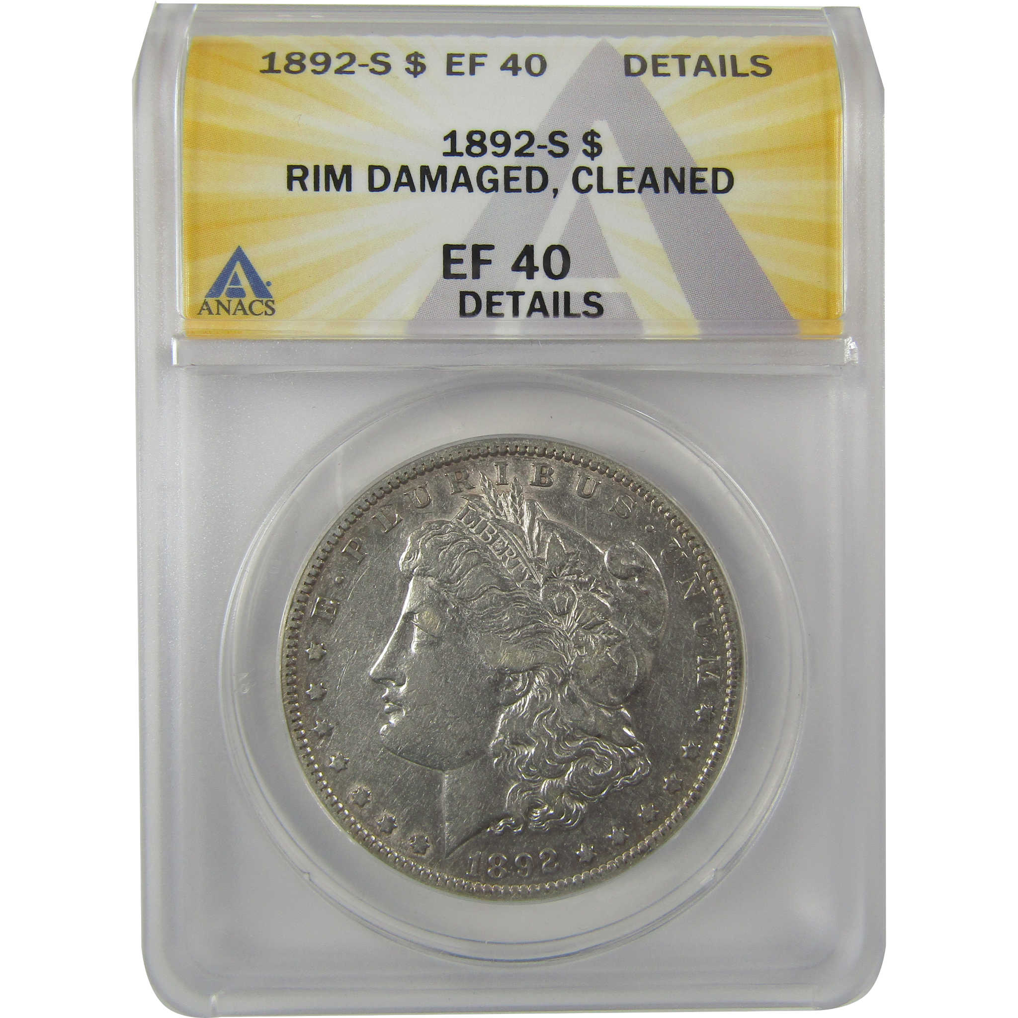 1892 S Morgan Dollar EF 40 Details ANACS Silver $1 Coin SKU:I21354 - Morgan coin - Morgan silver dollar - Morgan silver dollar for sale - Profile Coins & Collectibles