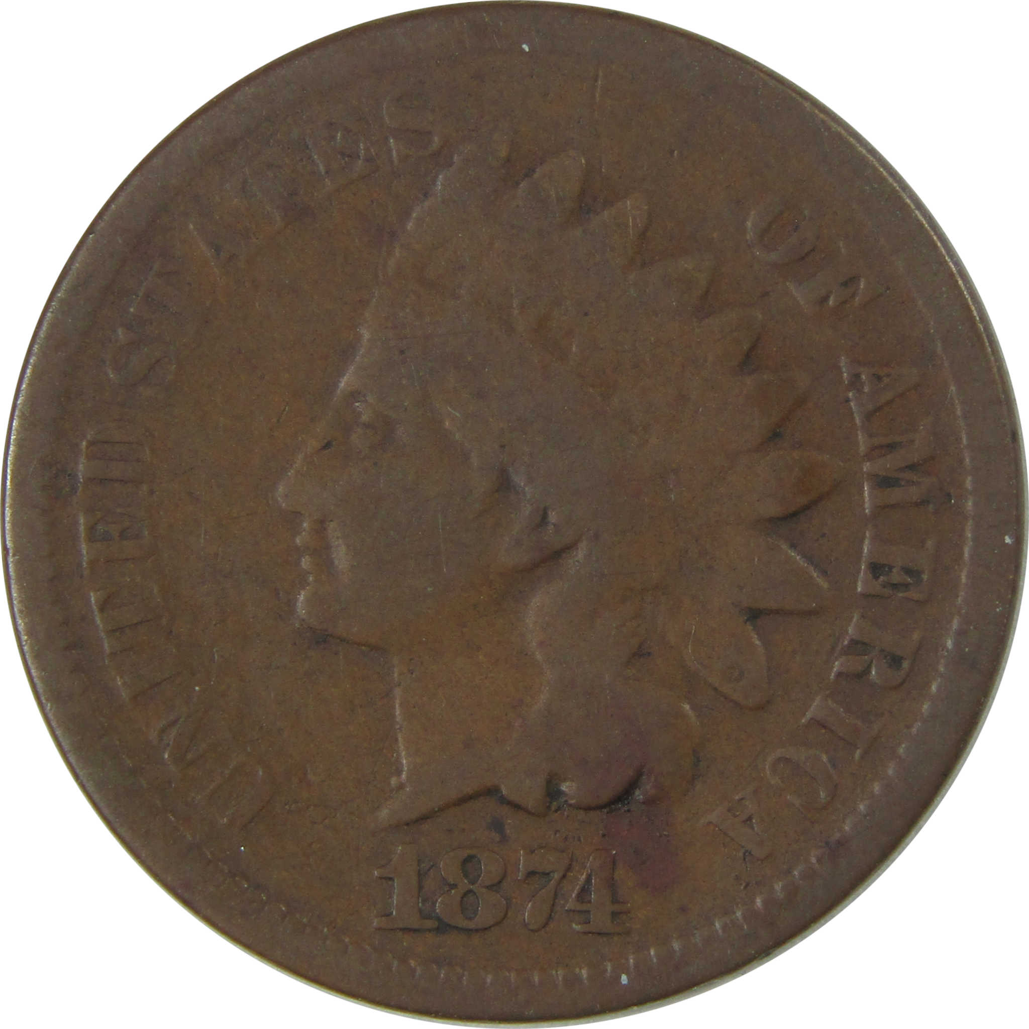 1874 Indian Head Cent G Good Penny 1c Coin Collectible SKU:I23857