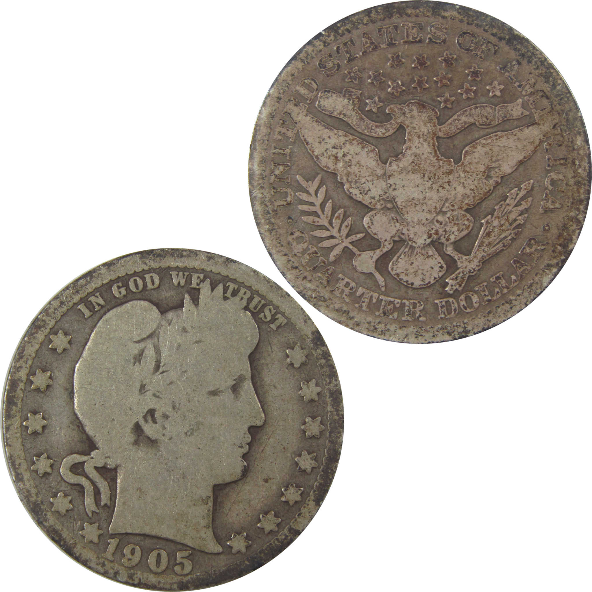 1905 Barber Quarter G Good Silver 25c Coin SKU:I21817