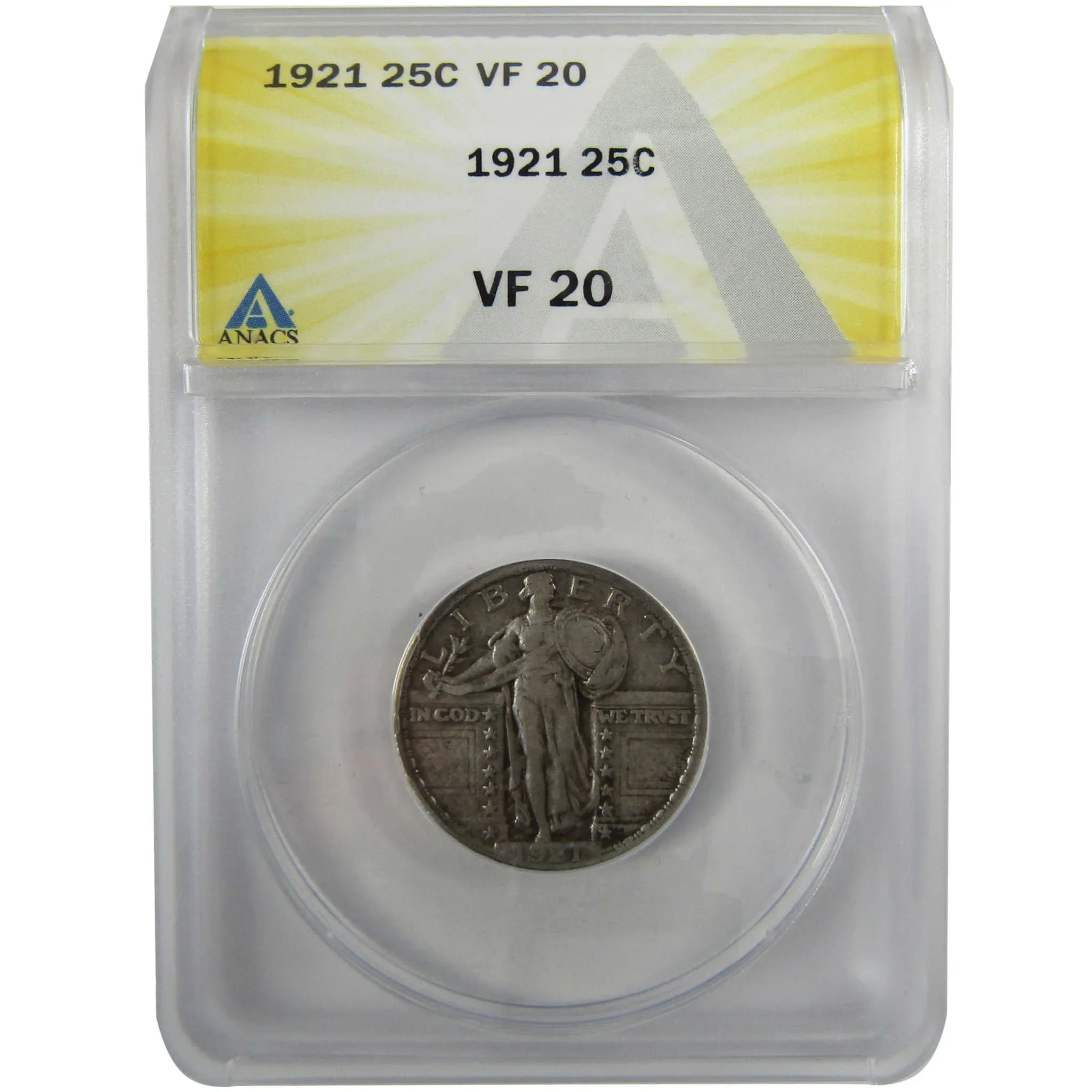 1921 Standing Liberty Silver Quarter VF 20 ANACS 25c Coin SKU:I28035